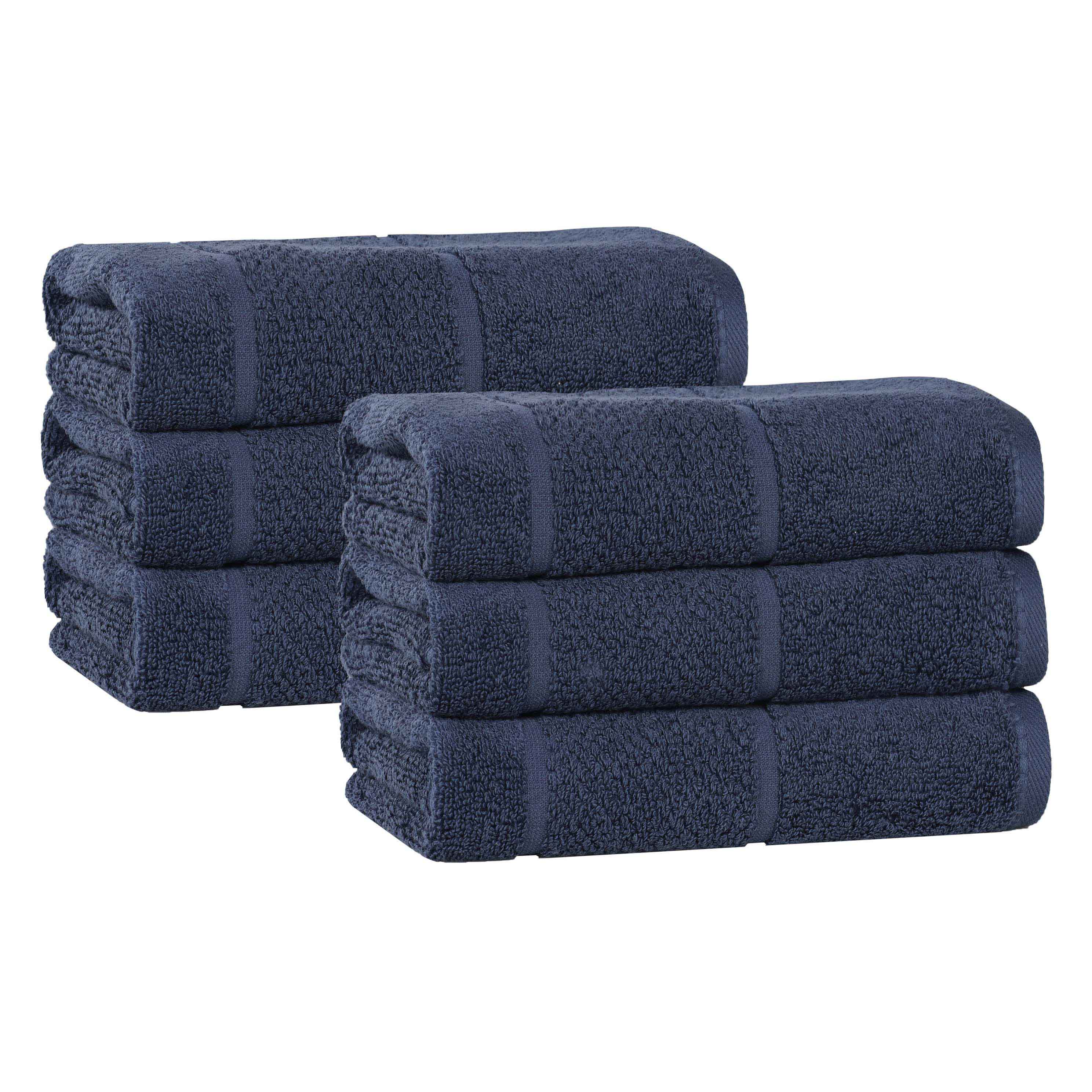Mile Smart Twist Cotton Solid Hand Towels, Set of 6 - Blue Nile Mills