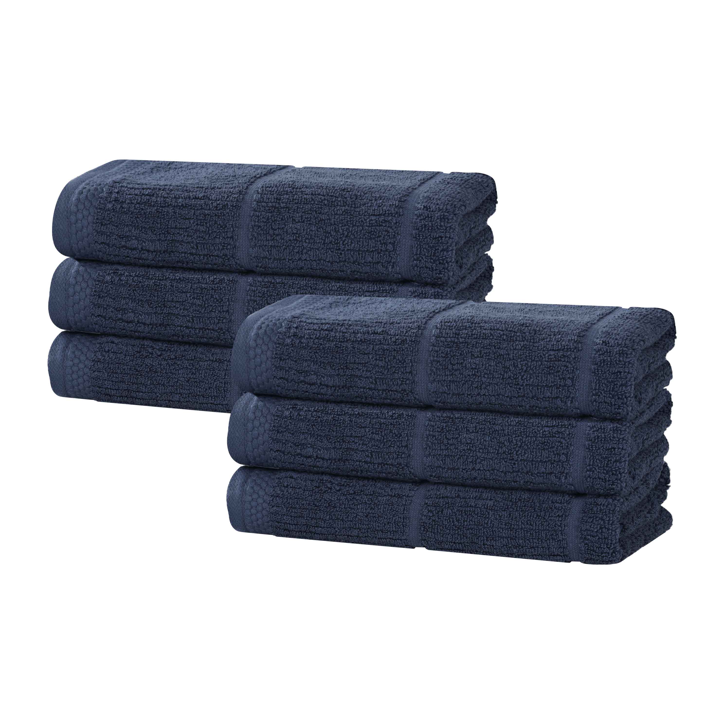 Milo Smart Twist Cotton Solid Hand Towels, Set of 6 - Blue Nile Mills