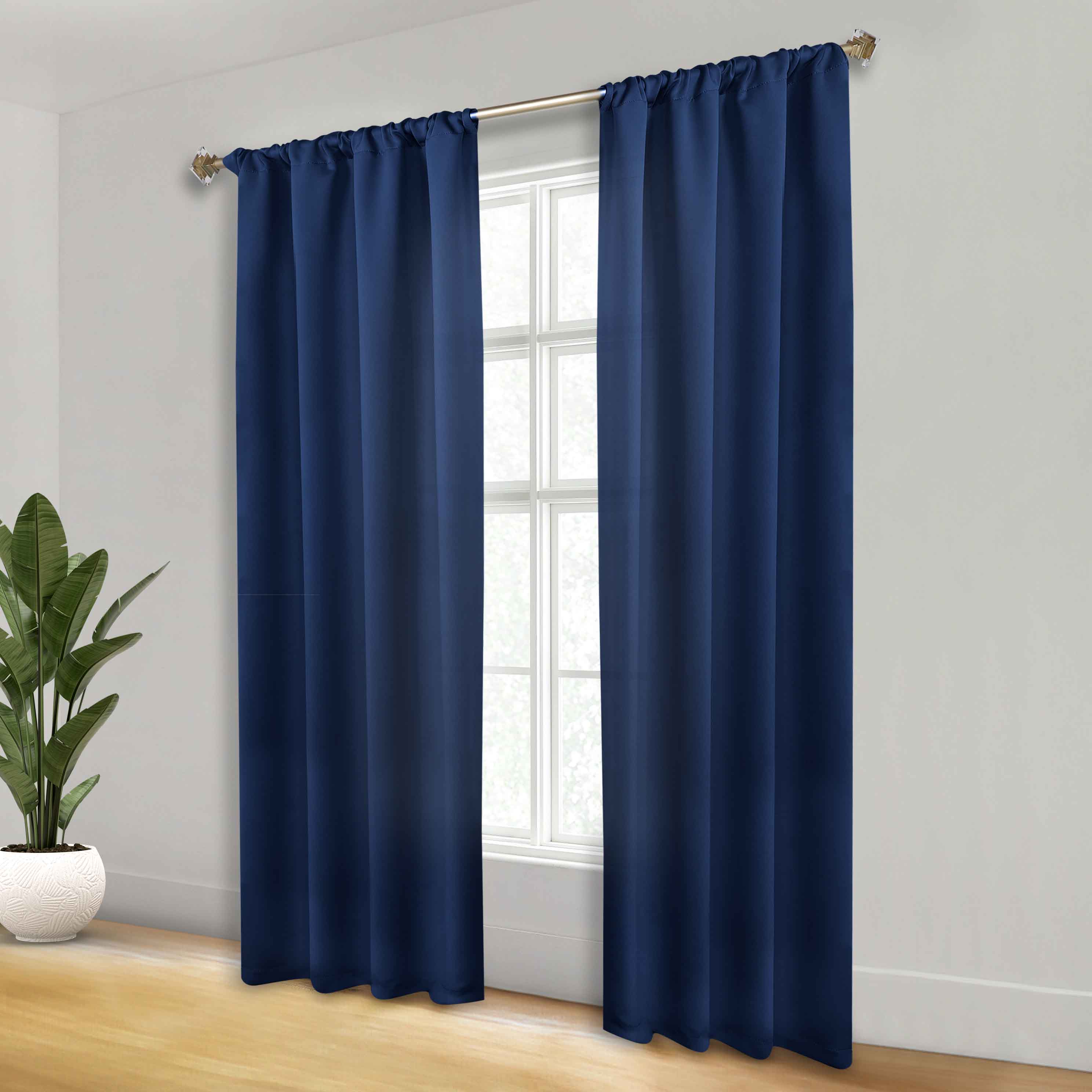 Solid Machine Washable Room Darkening Blackout Curtains, Set of 2 - Blue Nile Mills