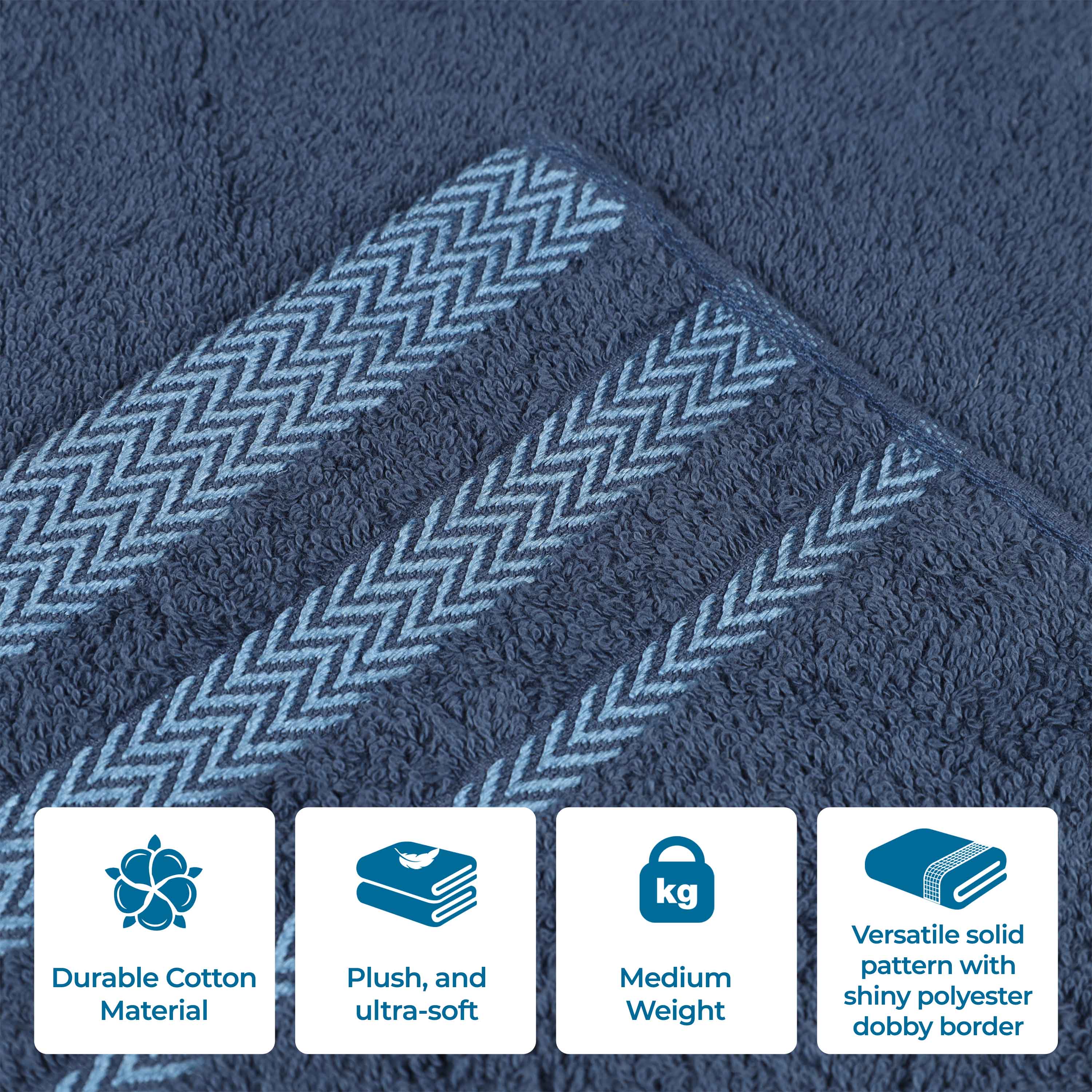 Hays Cotton Soft Medium Weight Bath Towel Set of 3 - Blue Nile Mills
