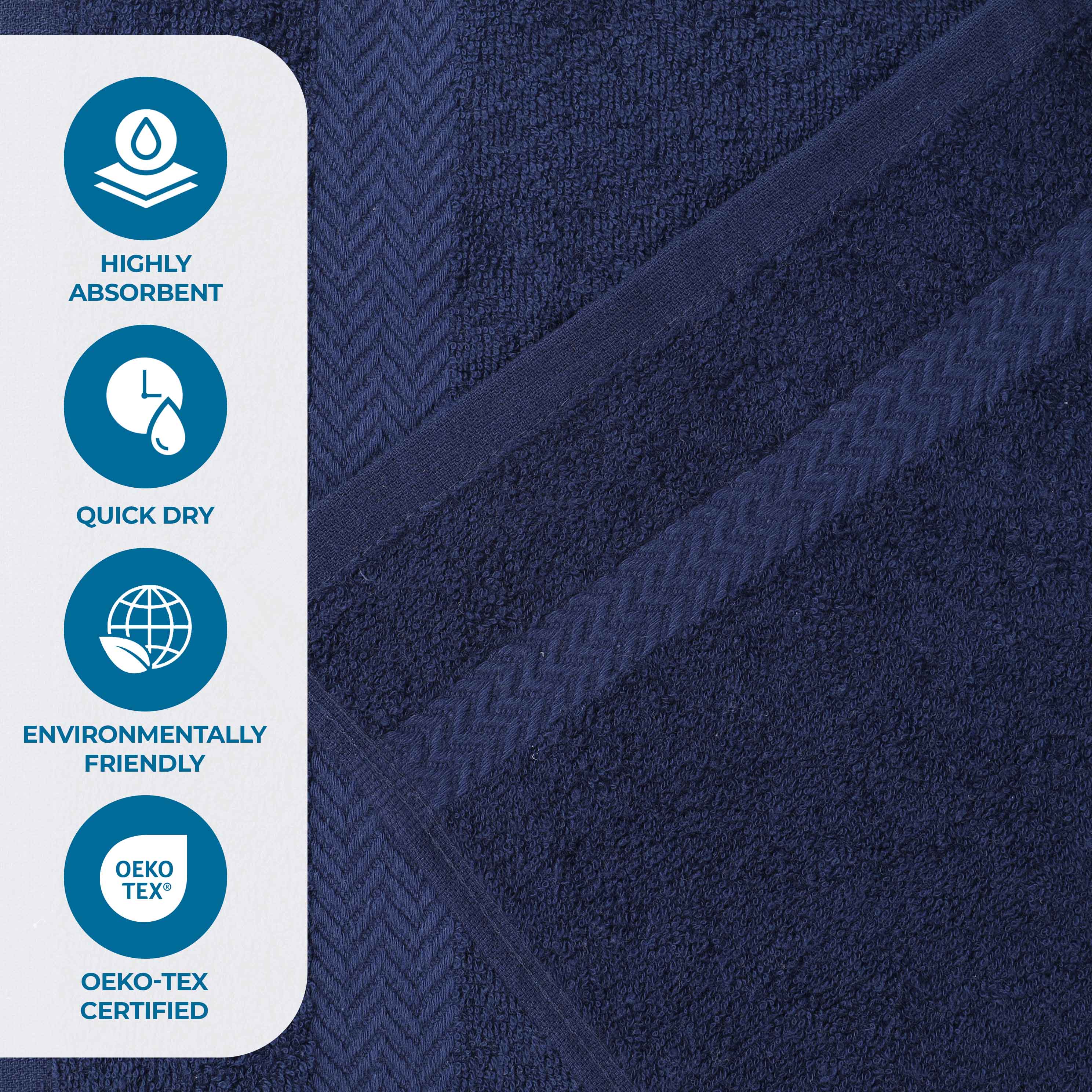 Franklin Cotton Eco Friendly 8 Piece Hand Towel Set - Blue Nile Mills