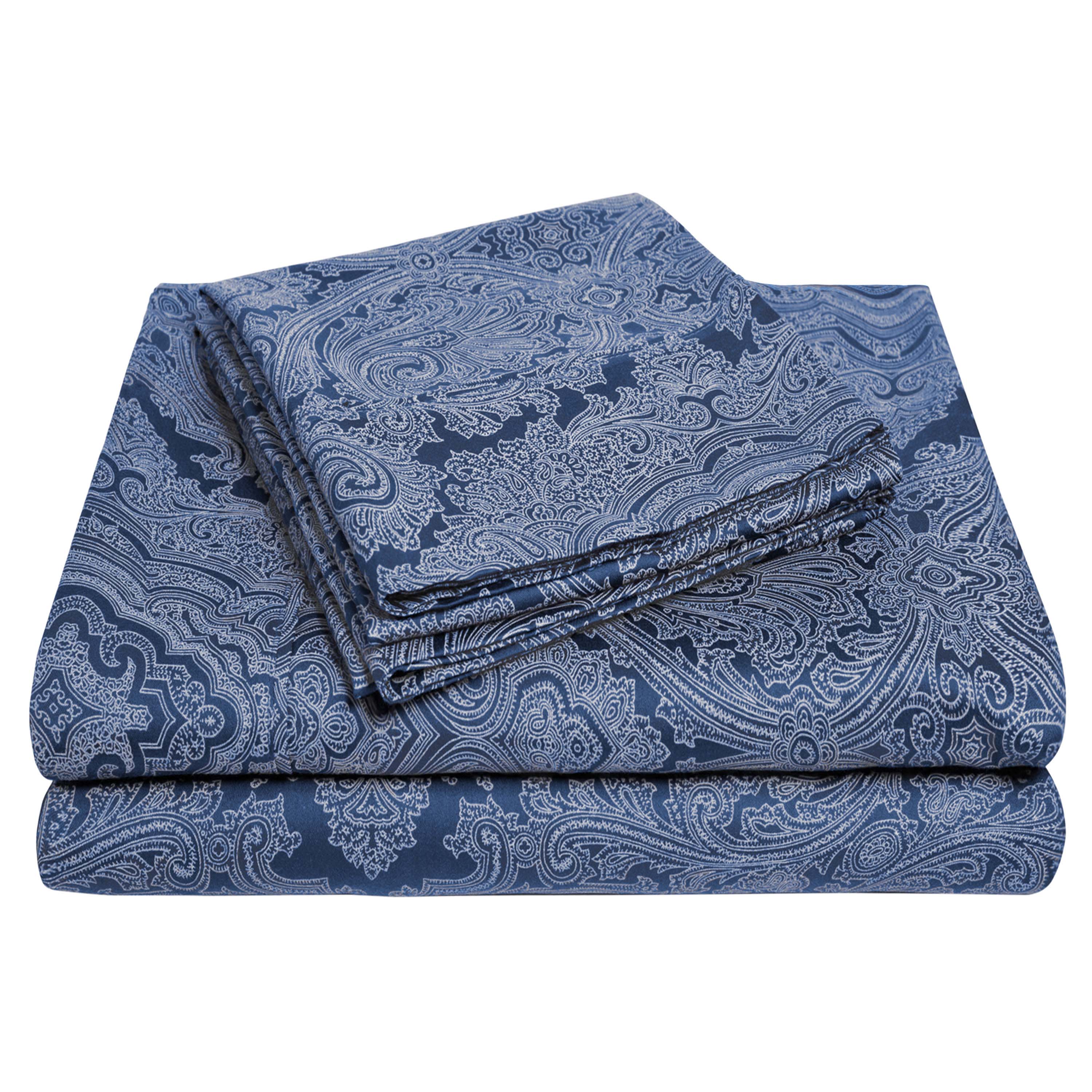 Italian Paisley Cotton Blend 600 Thread Count Deep Pocket Sheet Set - Blue Nile Mills