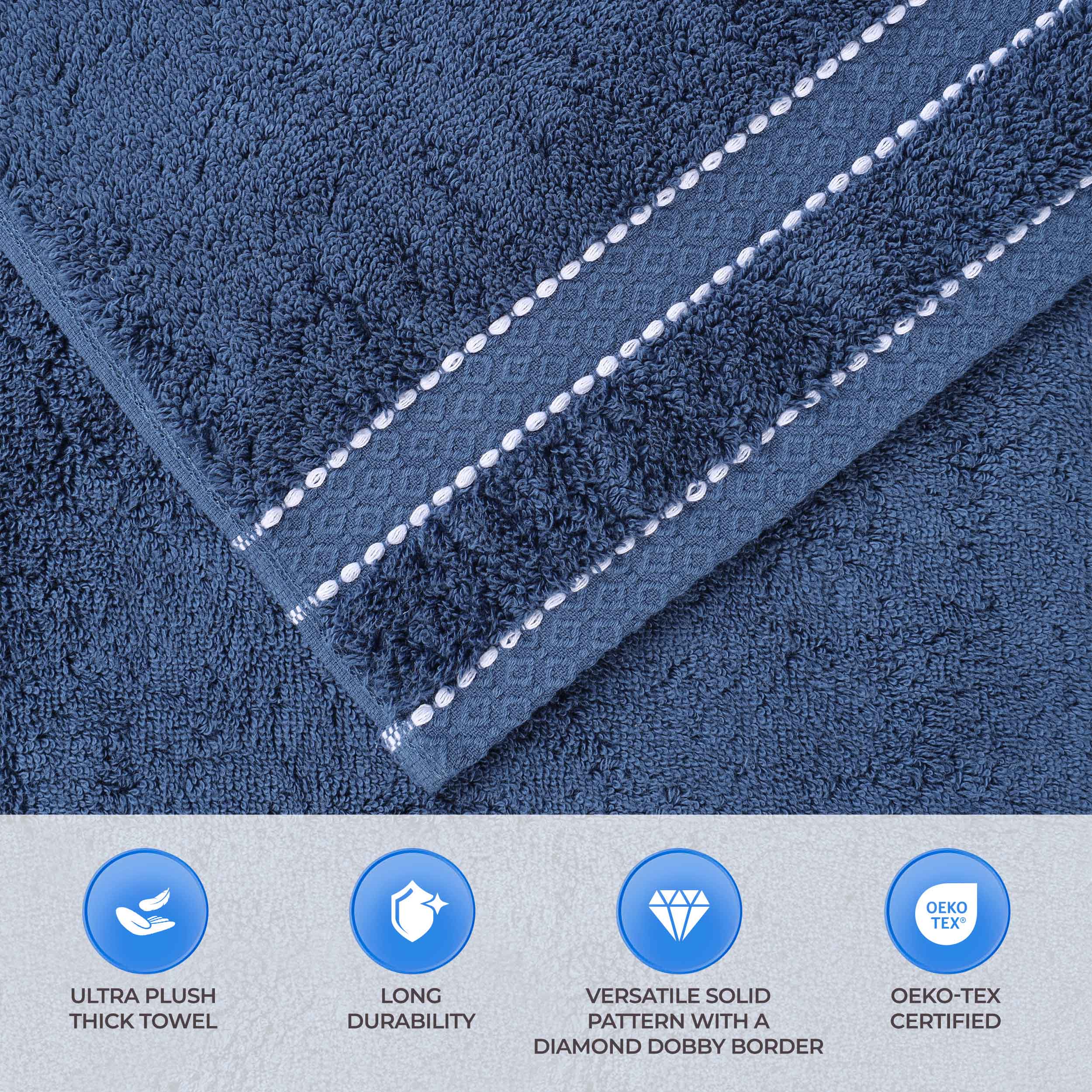 Niles Egypt Produced Giza Cotton Dobby Absorbent 9 Piece Towel Set - Blue Nile Mills