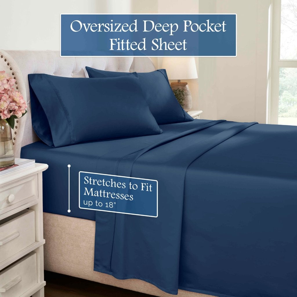 1200 Thread Count Egyptian Cotton Deep Pocket Sheet Set - Blue Nile Mills