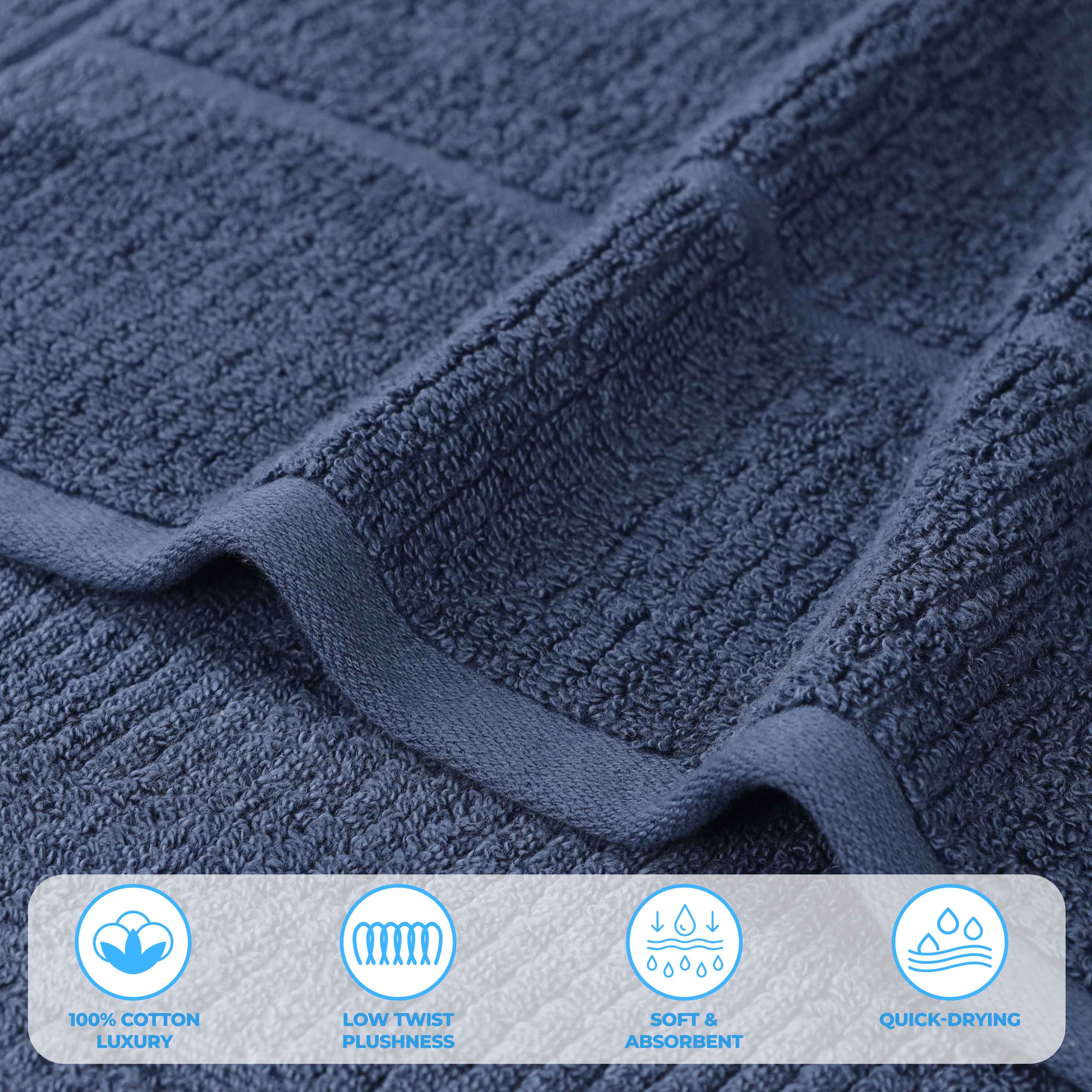 Milo Smart Twist Cotton Solid Face Towels Washcloths, Set of 12 - Blue Nile Mills