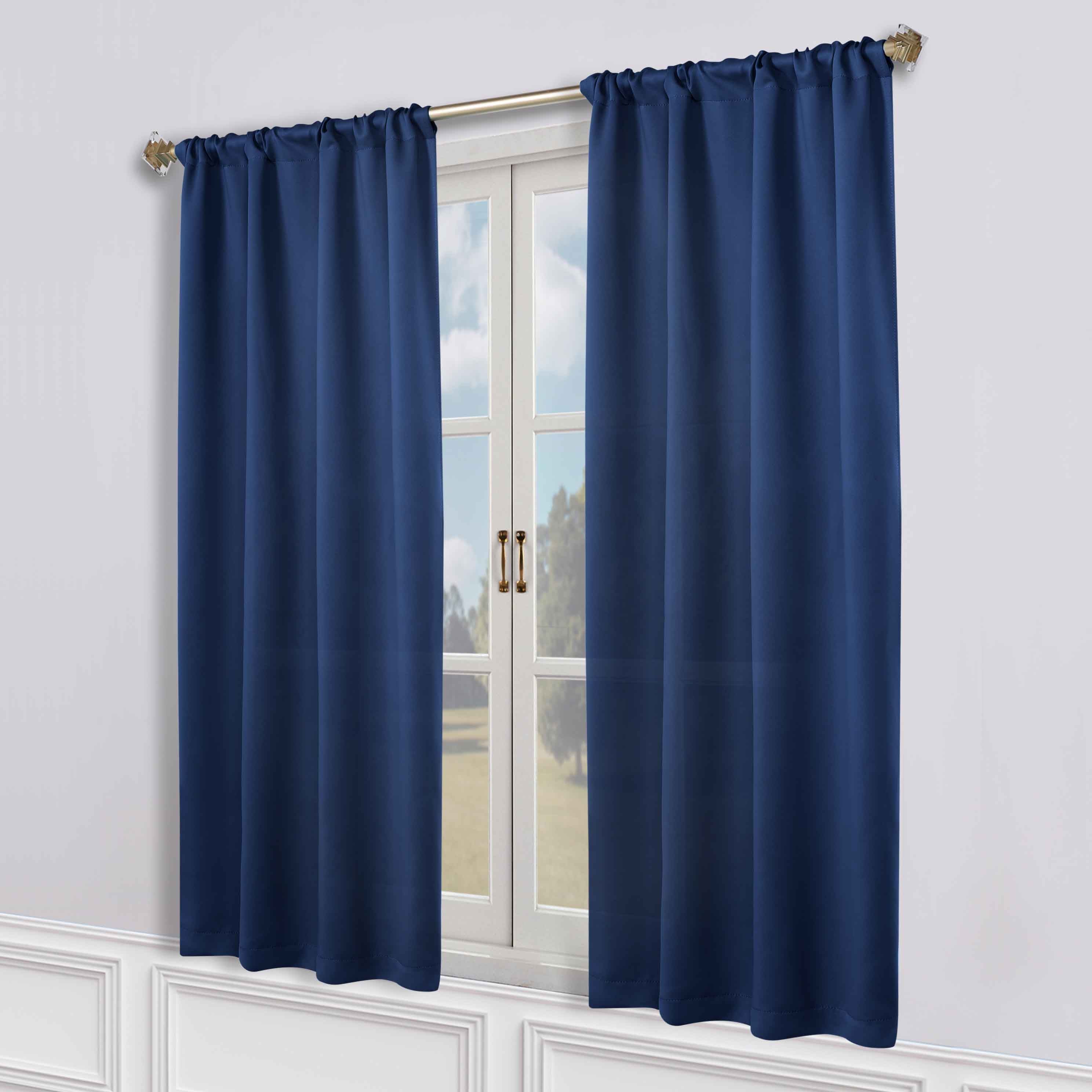 Solid Machine Washable Room Darkening Blackout Curtains, Set of 2 - Blue Nile Mills