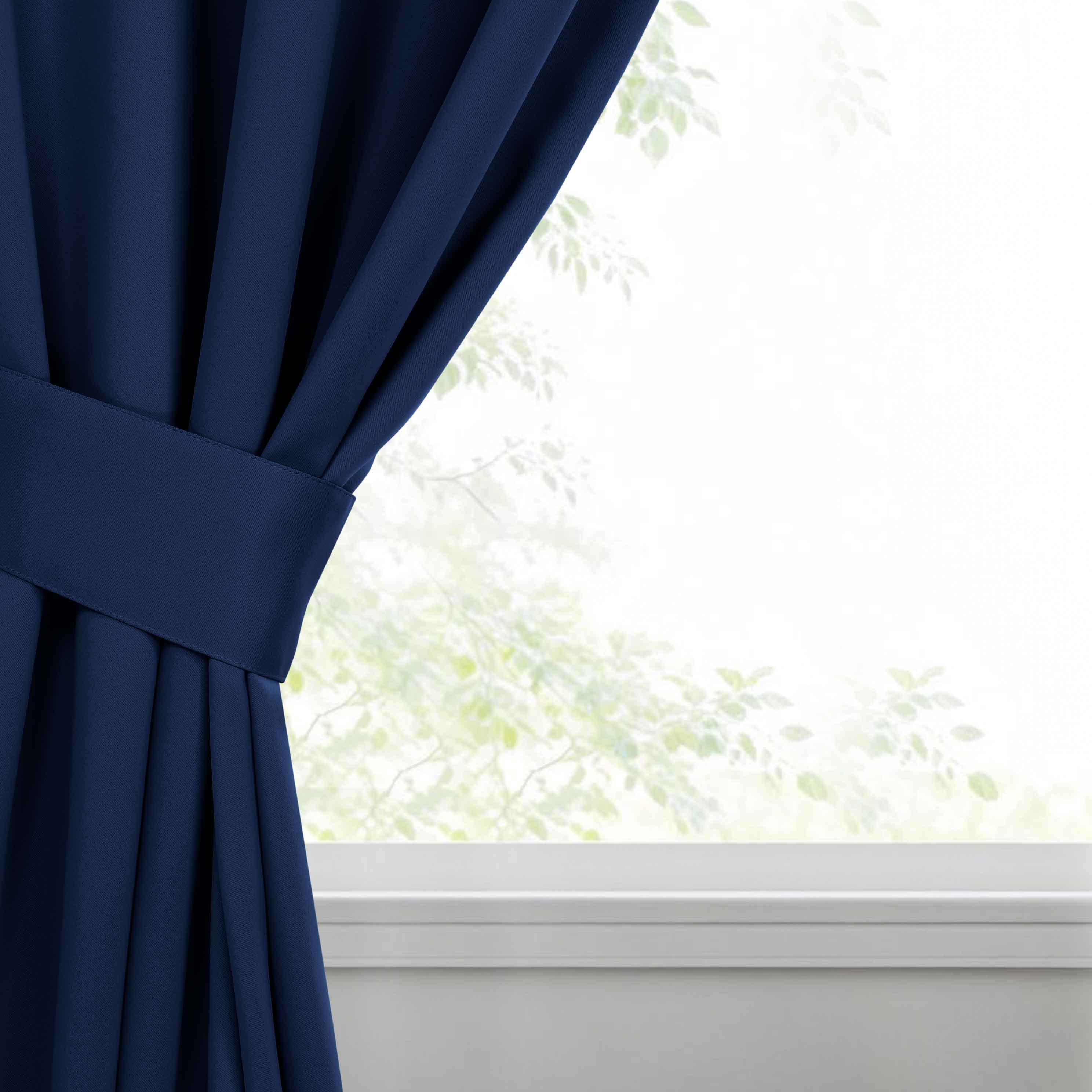 Solid Machine Washable Room Darkening Blackout Curtains, Set of 2 - Blue Nile Mills