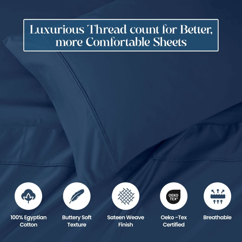 1200 Thread Count Egyptian Cotton Deep Pocket Sheet Set - Blue Nile Mills
