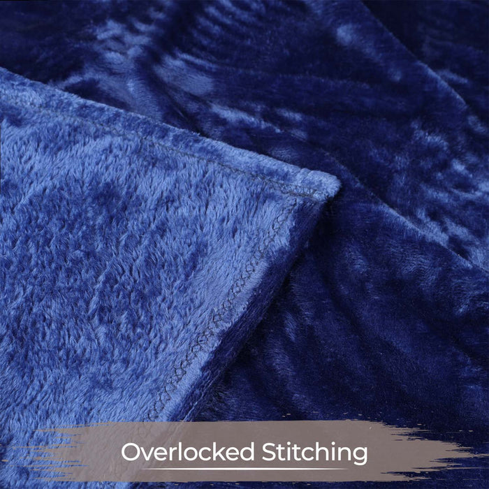 Fleece Plush Medium Weight Fluffy Decorative Blanket Or Throw - Navy Blue