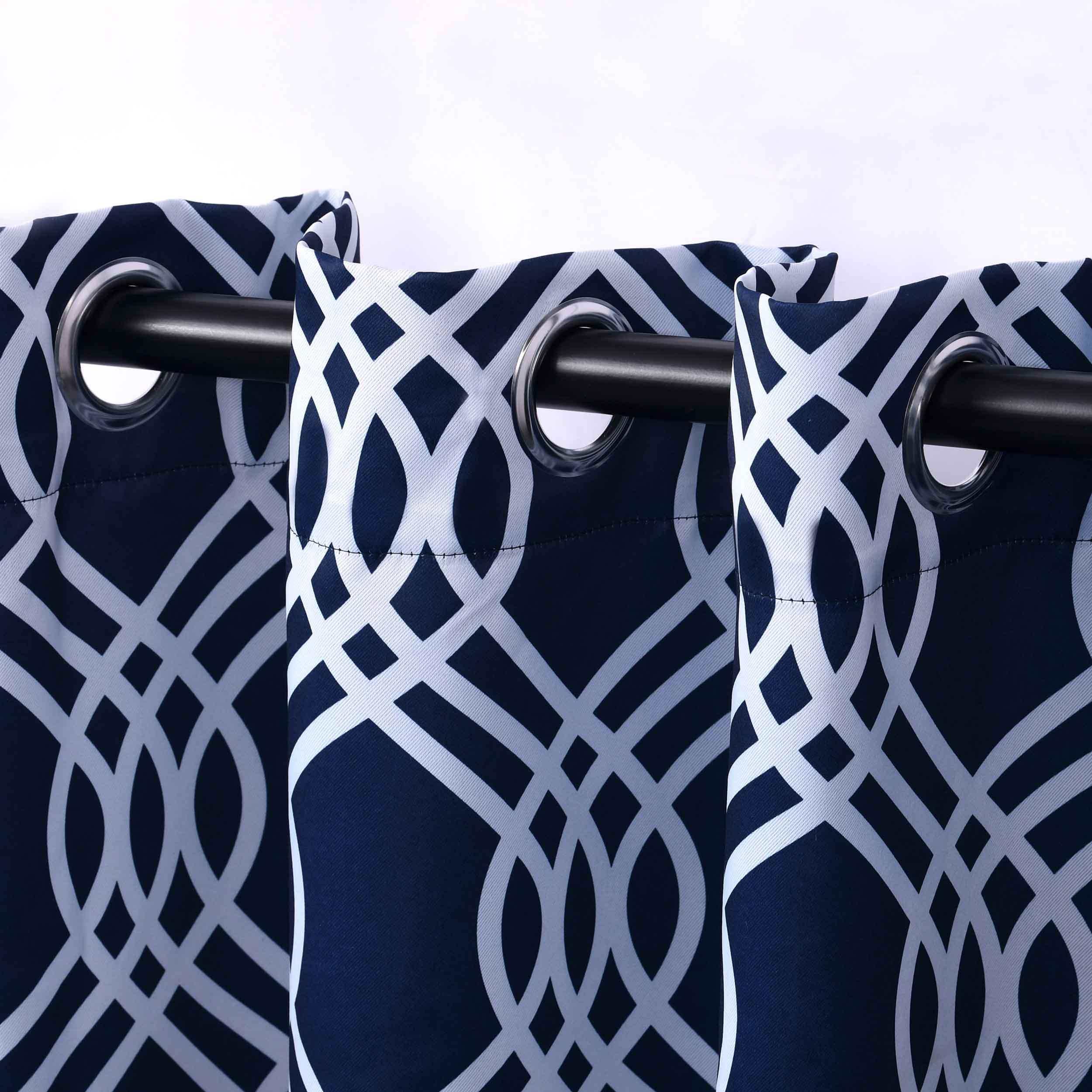 Ribbon Trellis Washable Room Darkening Blackout Curtain Panel Set - Blue Nile Mills