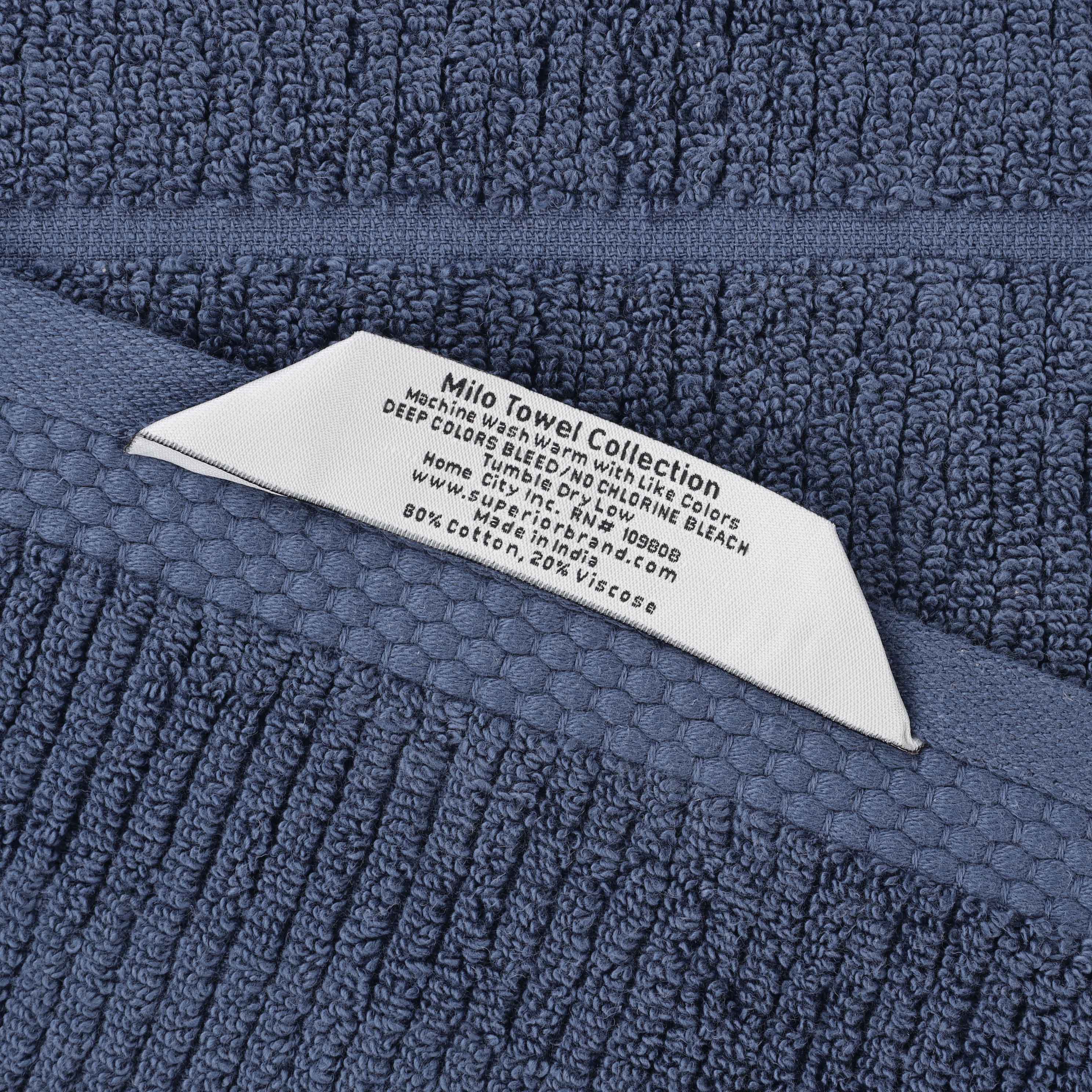 Milo Smart Twist Cotton Solid Ribbed Design 9 Piece Towel Set - Blue Nile Mills