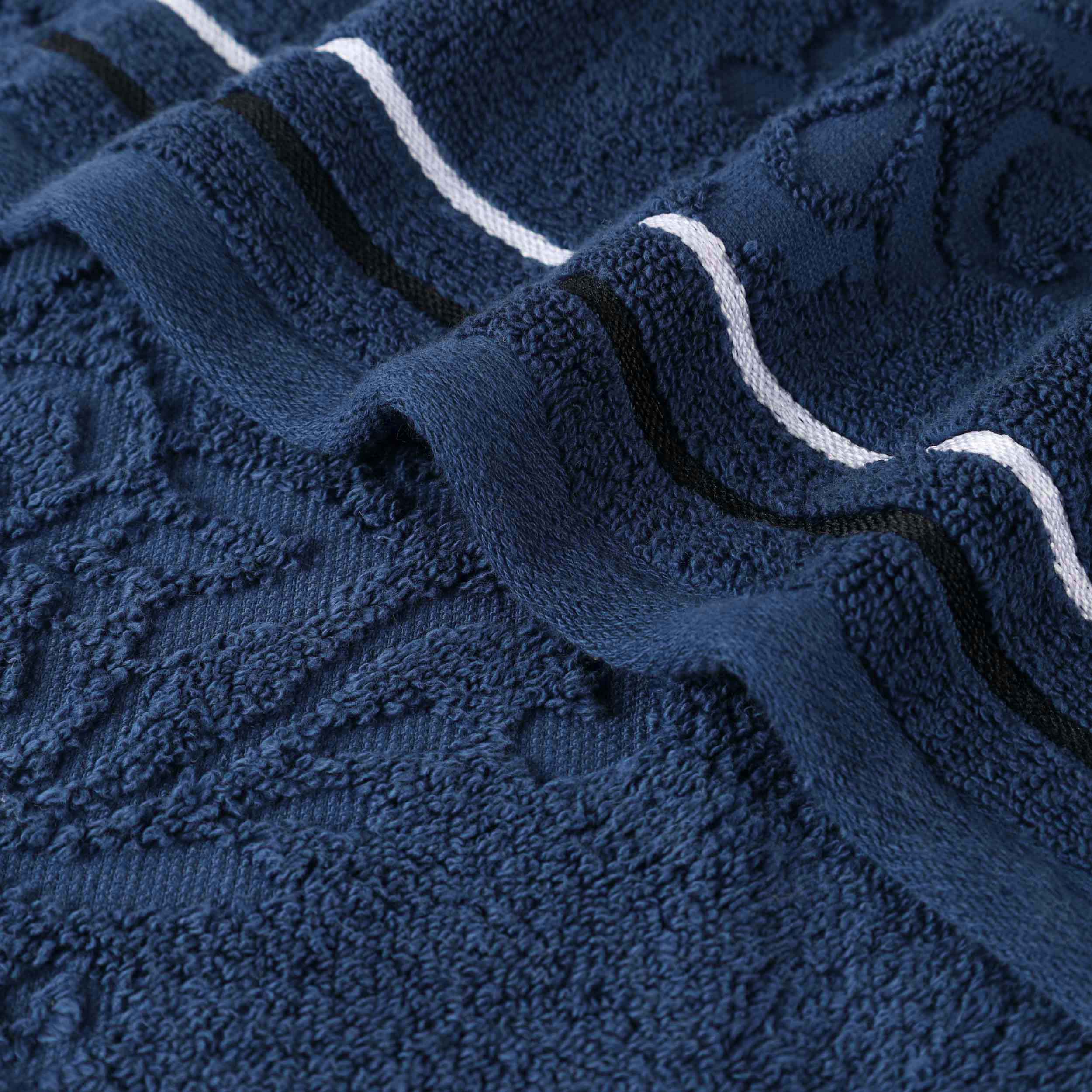 Sadie Zero Twist Cotton Elegant Floral 3 Piece Jacquard Towel Set - Blue Nile Mills