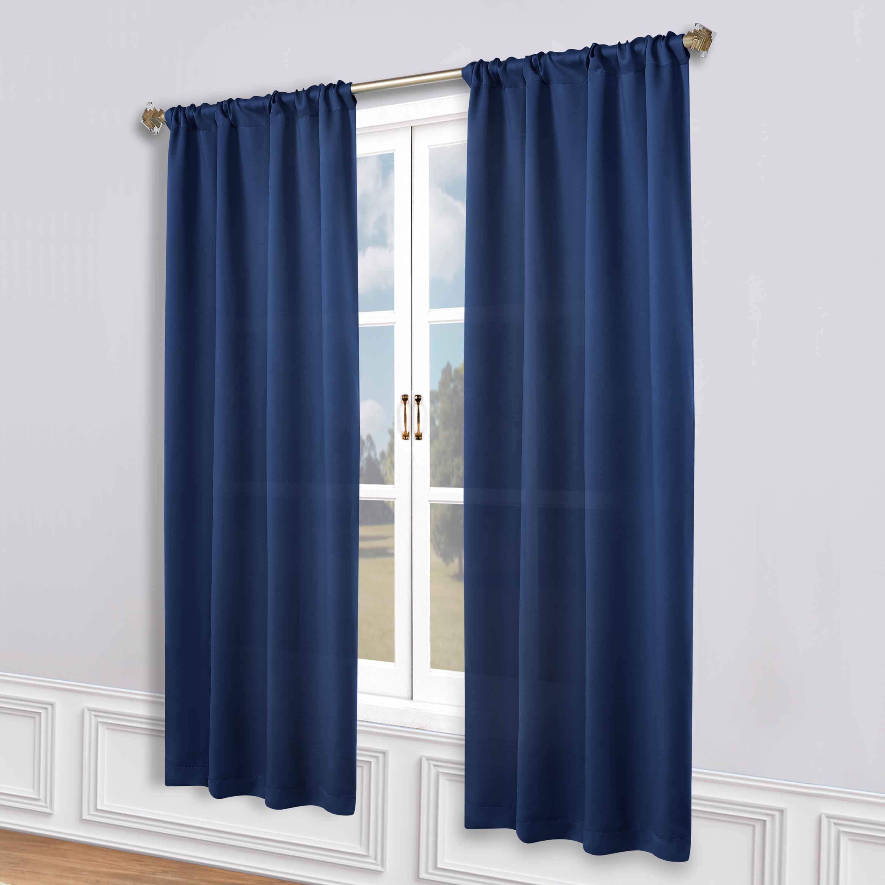 Solid Machine Washable Room Darkening Blackout Curtains, Set of 2 - Blue Nile Mills
