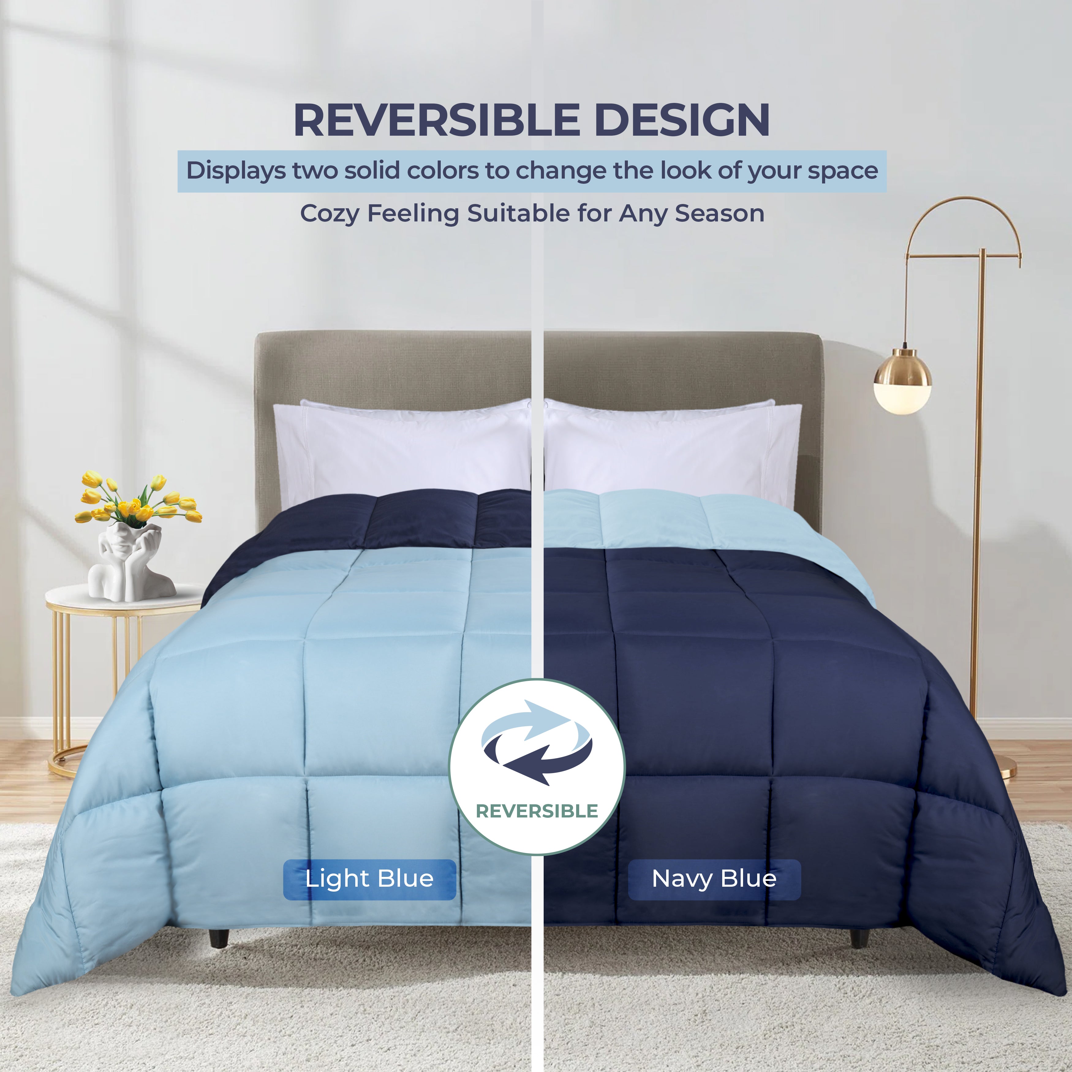 Brushed Microfiber Reversible Comforter - Blue Nile Mills