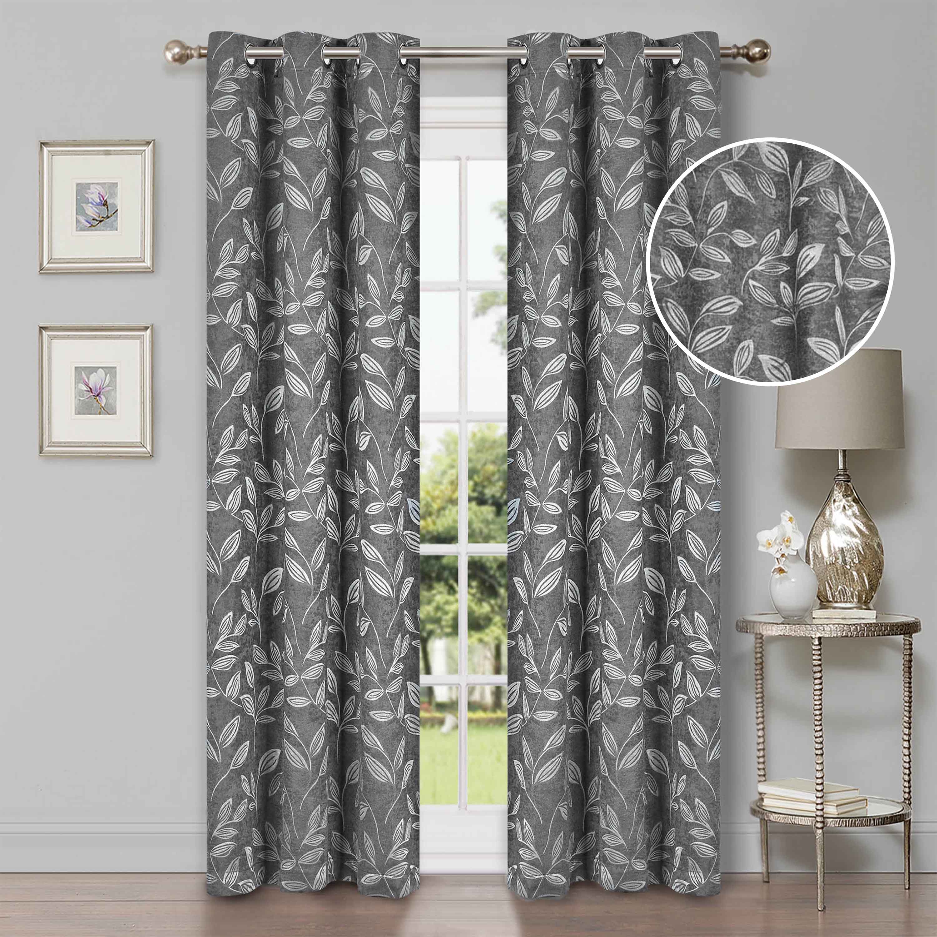 Leaves Room Darkening Blackout Curtain Panel Sets - Blue Nile Mills