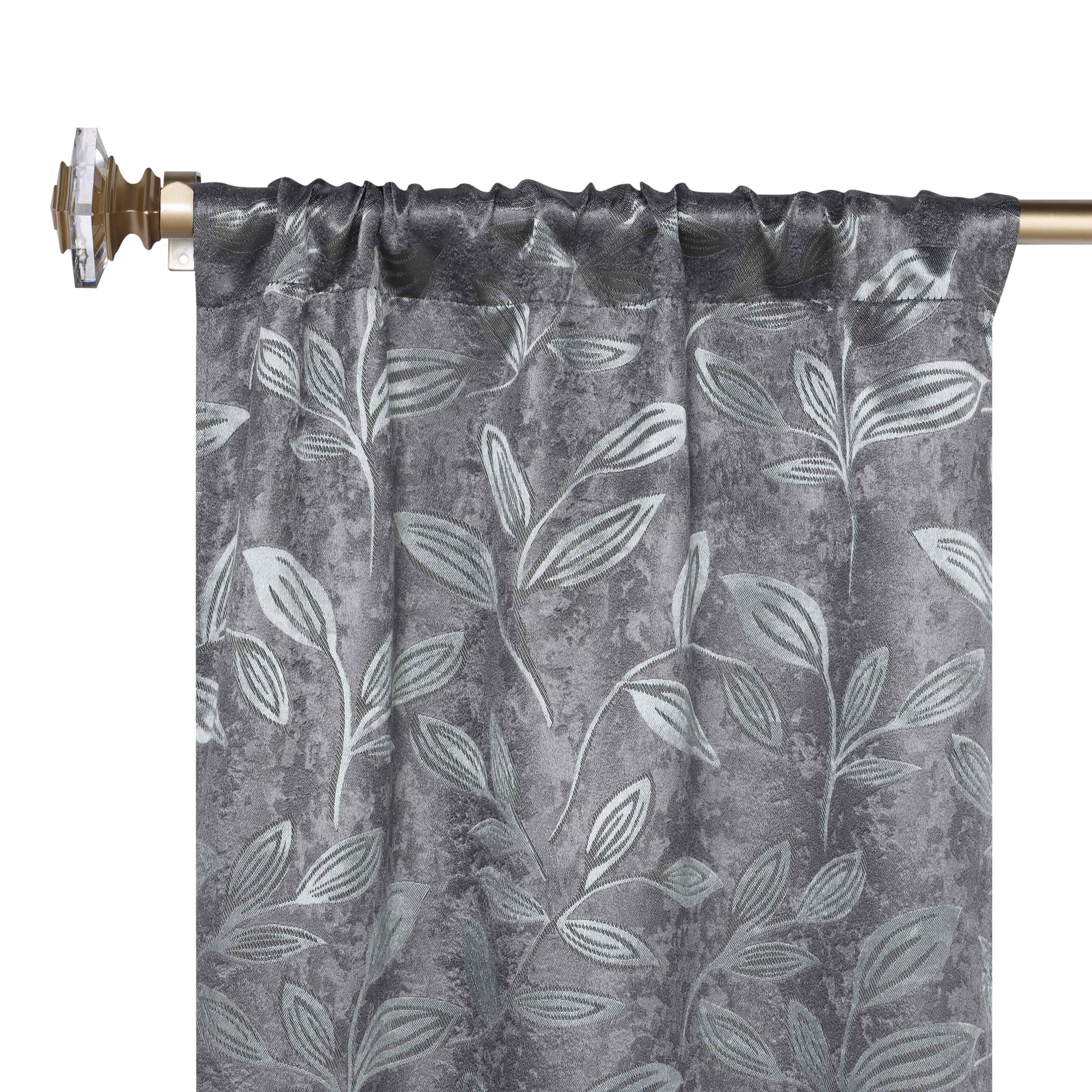 Leaves Rod Pocket Room Darkening Blackout Curtains, Set of 2 - Blue Nile Mills