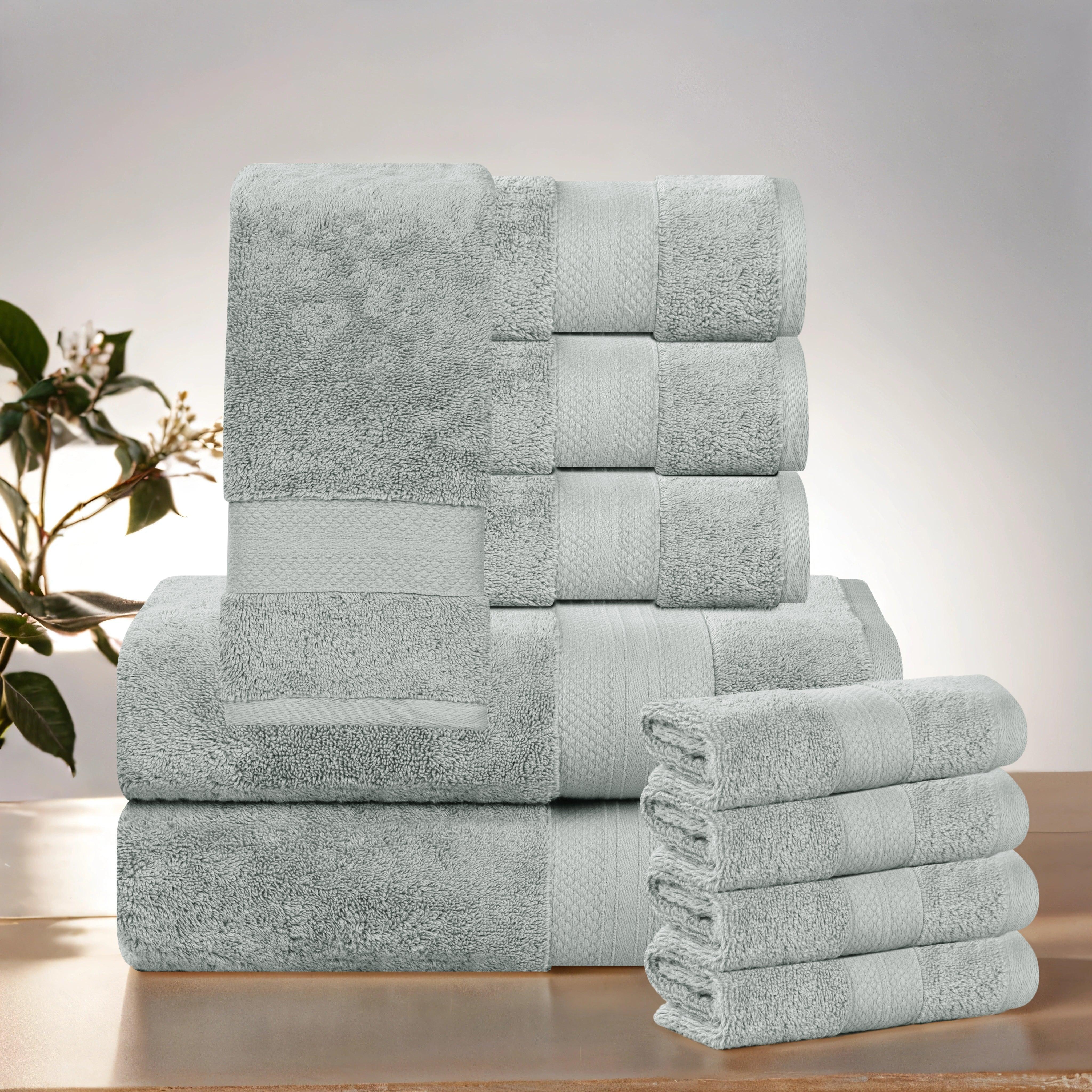 Aria Turkish Cotton Solid 10-Piece Heavyweight Towel Set - Blue Nile Mills