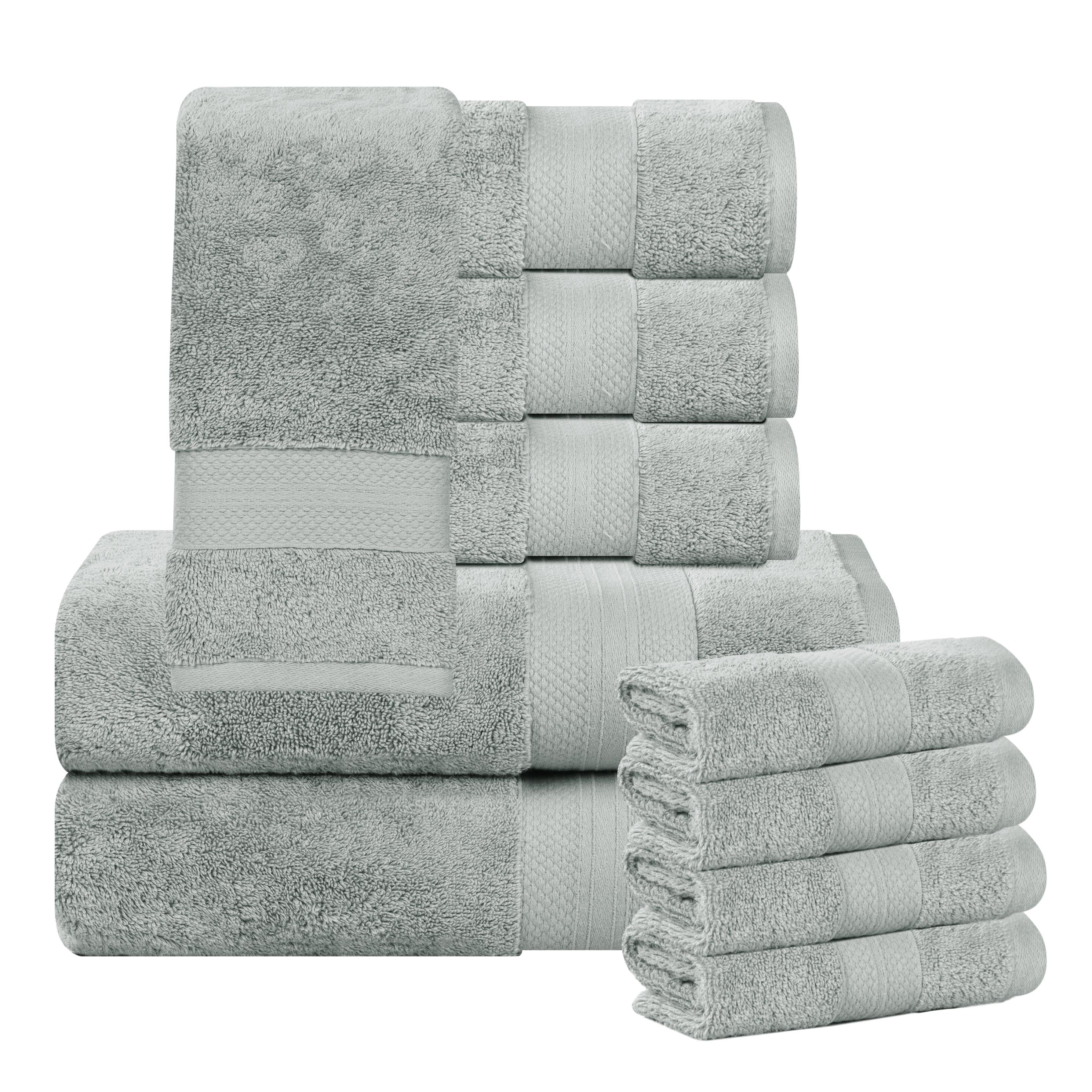 Aria Turkish Cotton Solid 10-Piece Heavyweight Towel Set - Blue Nile Mills
