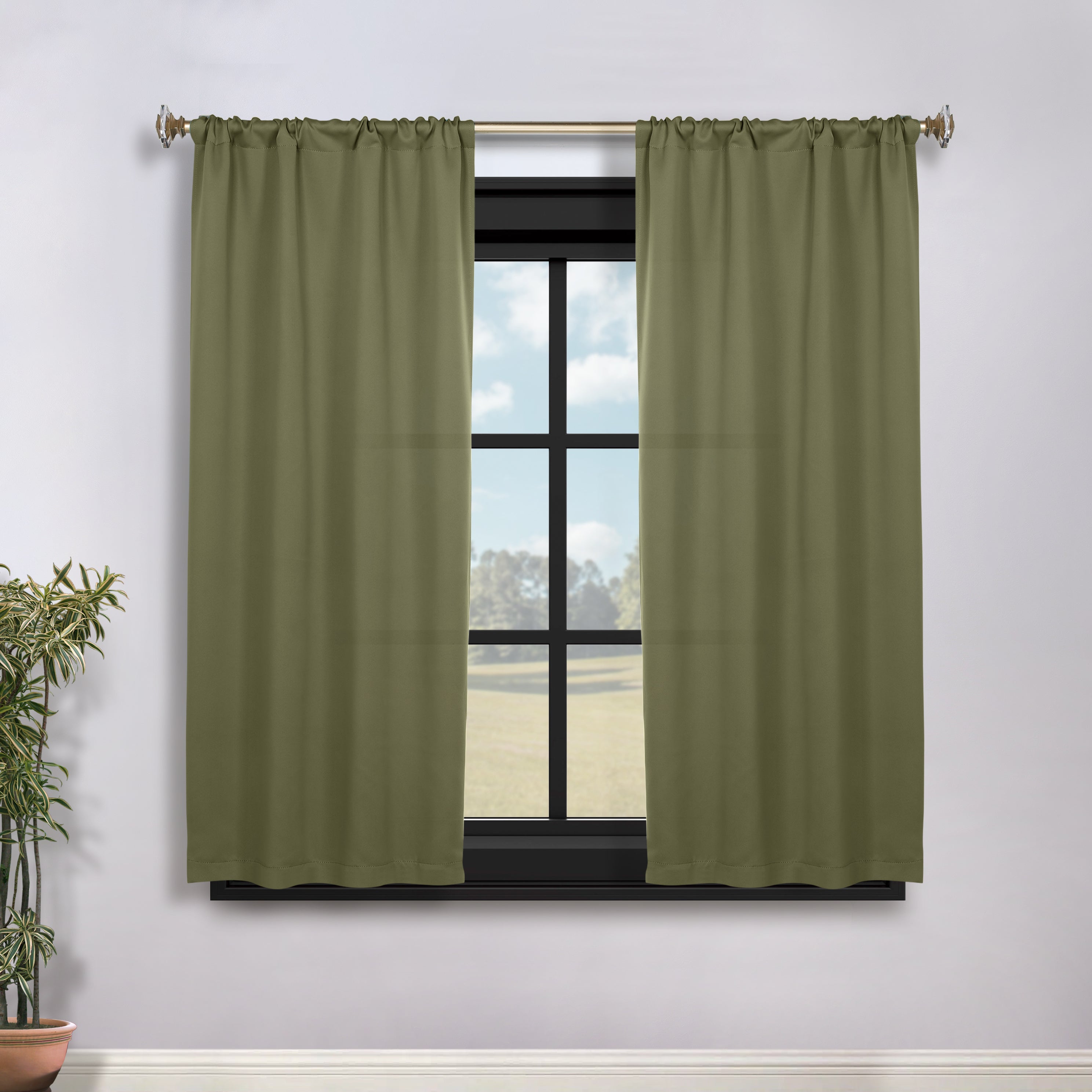 Solid Machine Washable Room Darkening Blackout Curtains, Set of 2 - Blue Nile Mills