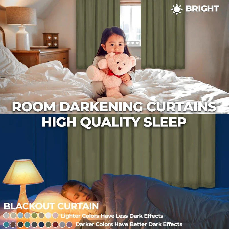 Grommet Room Darkening Solid Blackout Curtains, Set of 2 - Blue Nile Mills