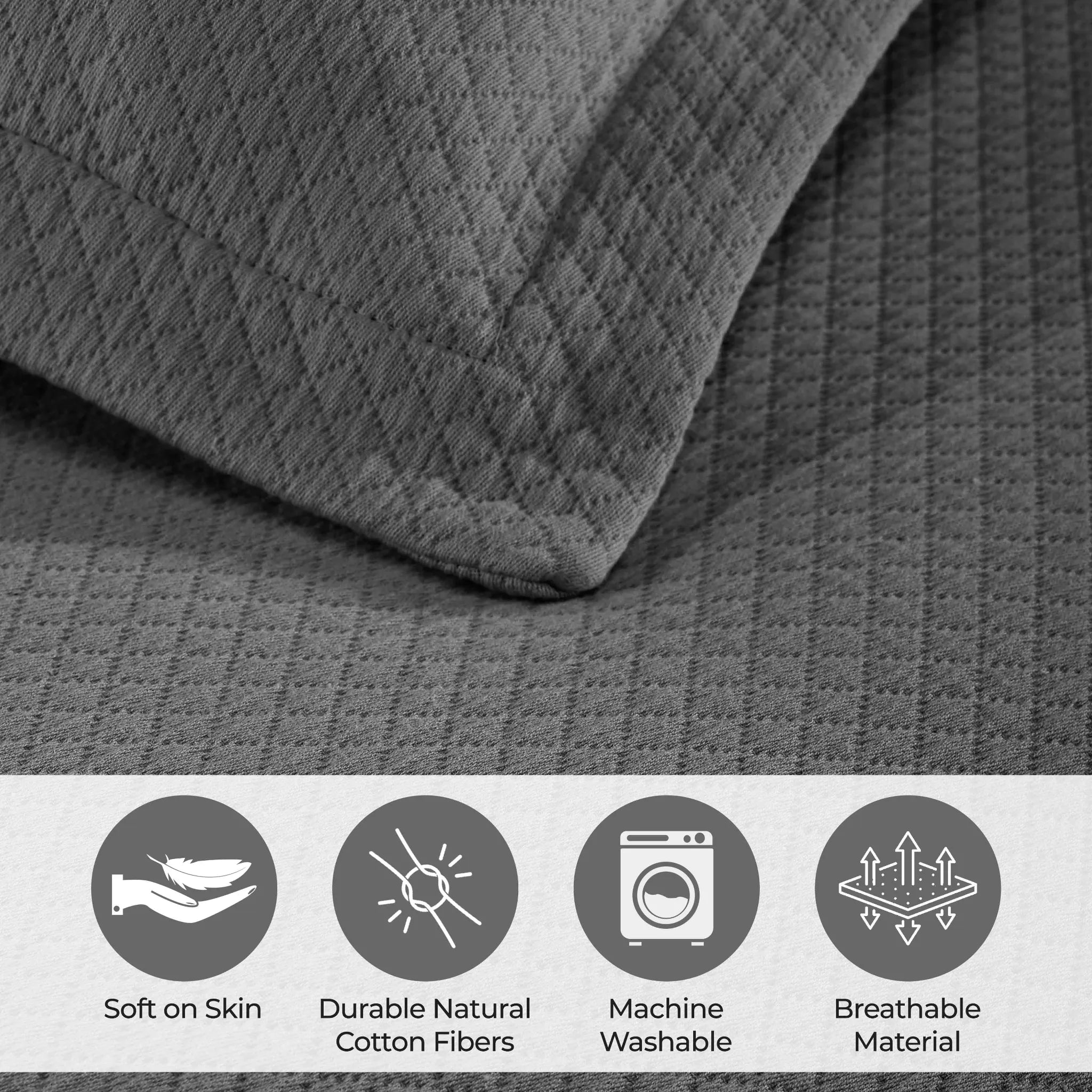Jacquard Matelassé Cotton Diamond Solitaire Bedspread Set
