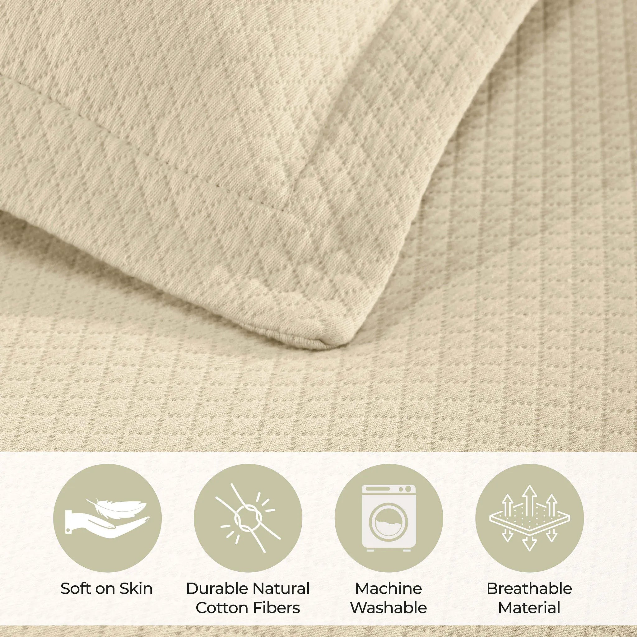 Jacquard Matelassé Cotton Diamond Solitaire Bedspread Set