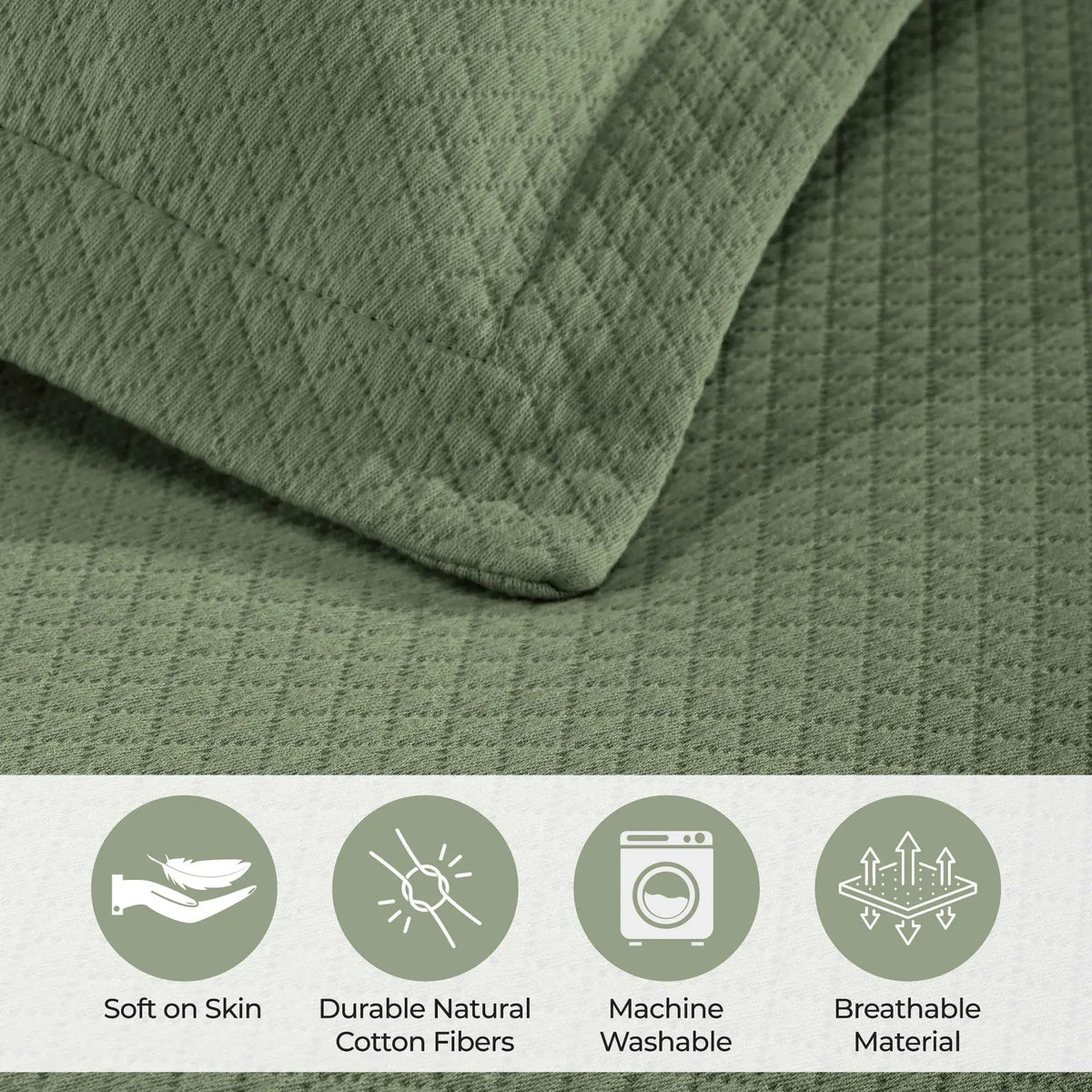 Jacquard Matelassé Cotton Diamond Solitaire Bedspread Set