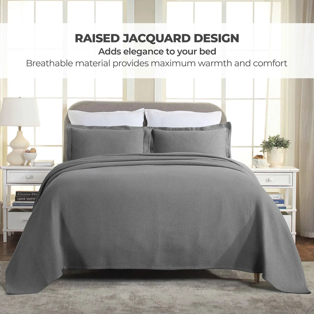 Jacquard Matelassé Cotton Diamond Solitaire Bedspread Set