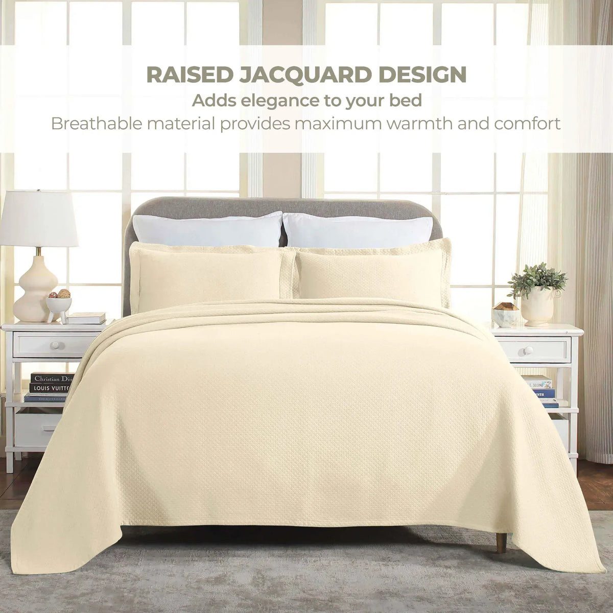 Jacquard Matelassé Cotton Diamond Solitaire Bedspread Set