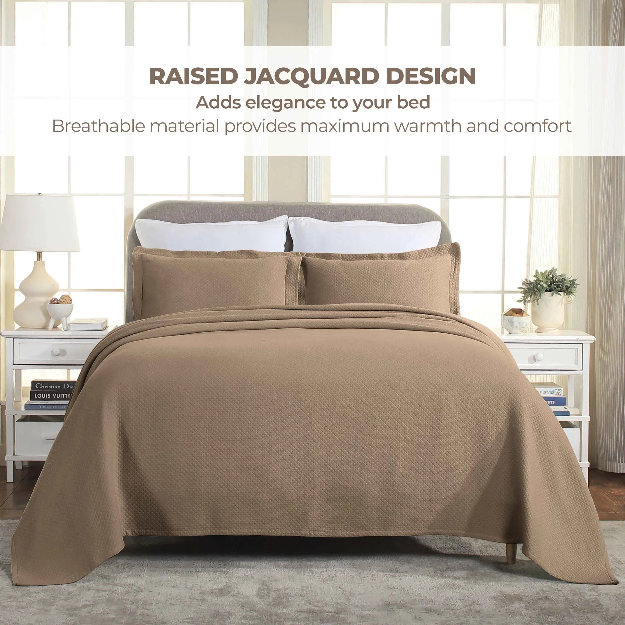 Jacquard Matelassé Cotton Diamond Solitaire Bedspread Set