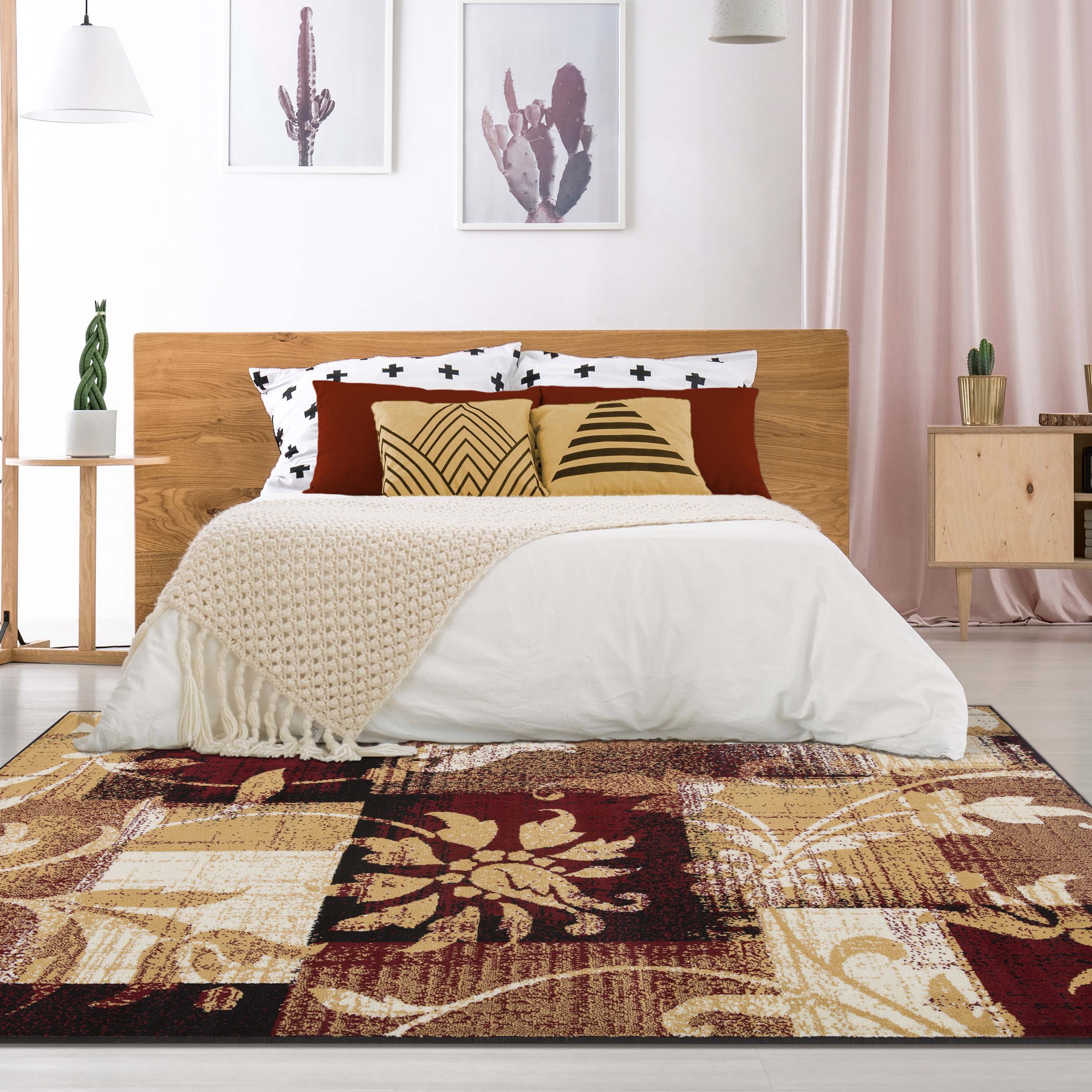 Pastiche Contemporary Floral Patchwork Indoor Area Rug or Runner Rug - Blue Nile Mills