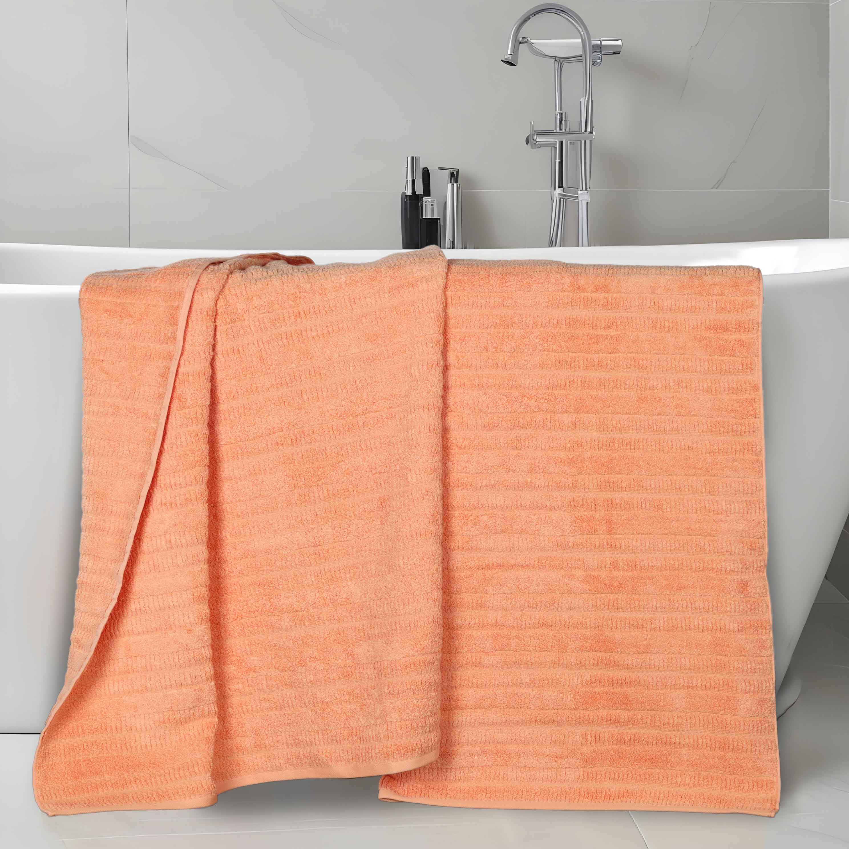 Mika Smart Twist Cotton Solid Vertical Ribbed Bath Sheets, Set of 2 - Blue Nile Mills