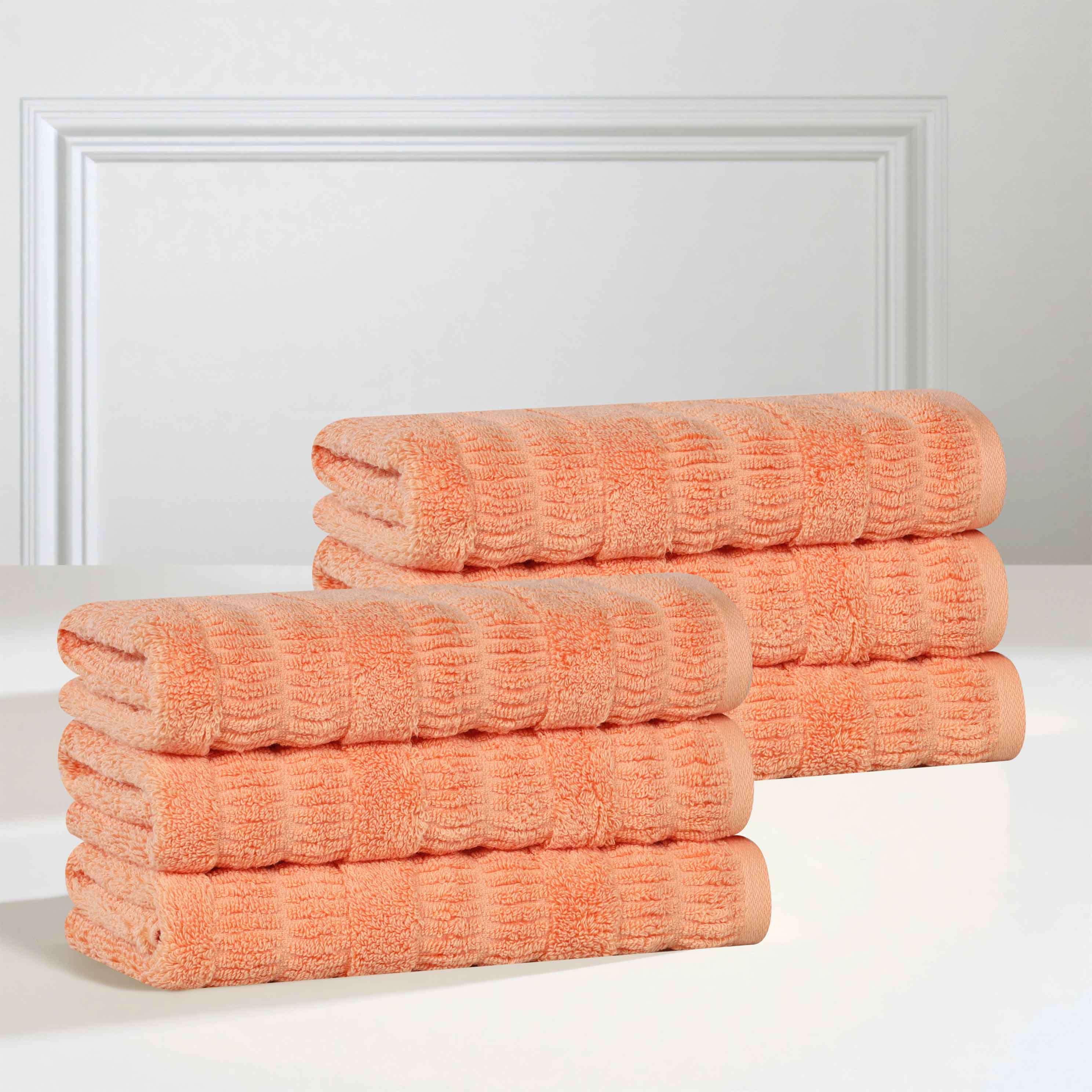 Mika Smart Twist Cotton Solid Hand Towels, Set of 6 - Blue Nile Mills