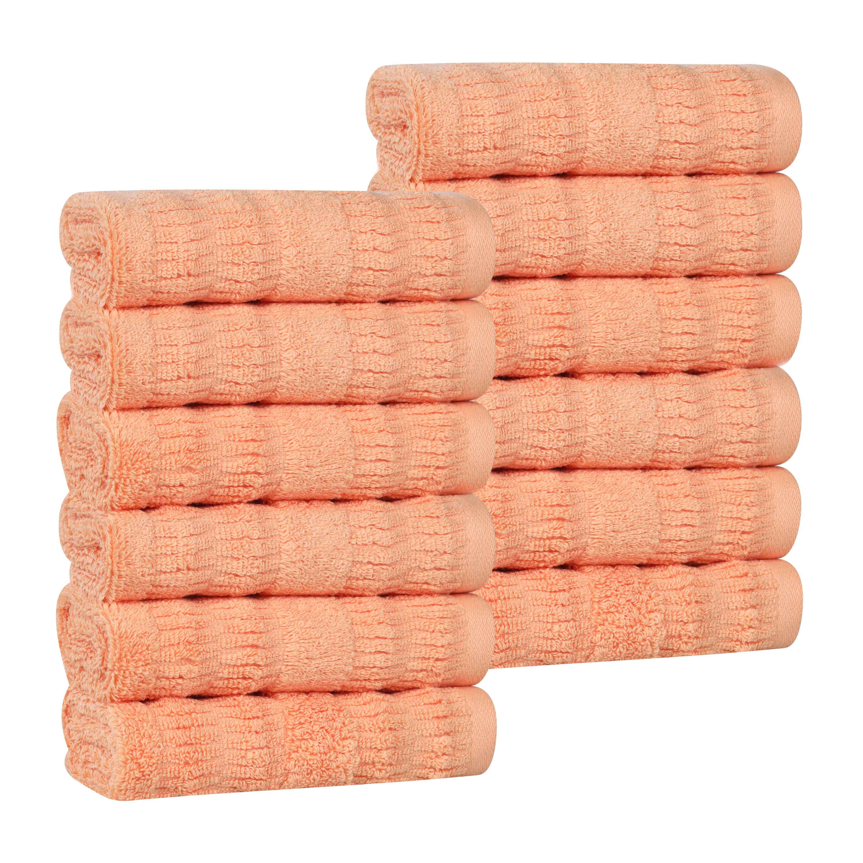 Mika Smart Twist Cotton Solid Face Towels Washcloths, Set of 12 - Blue Nile Mills