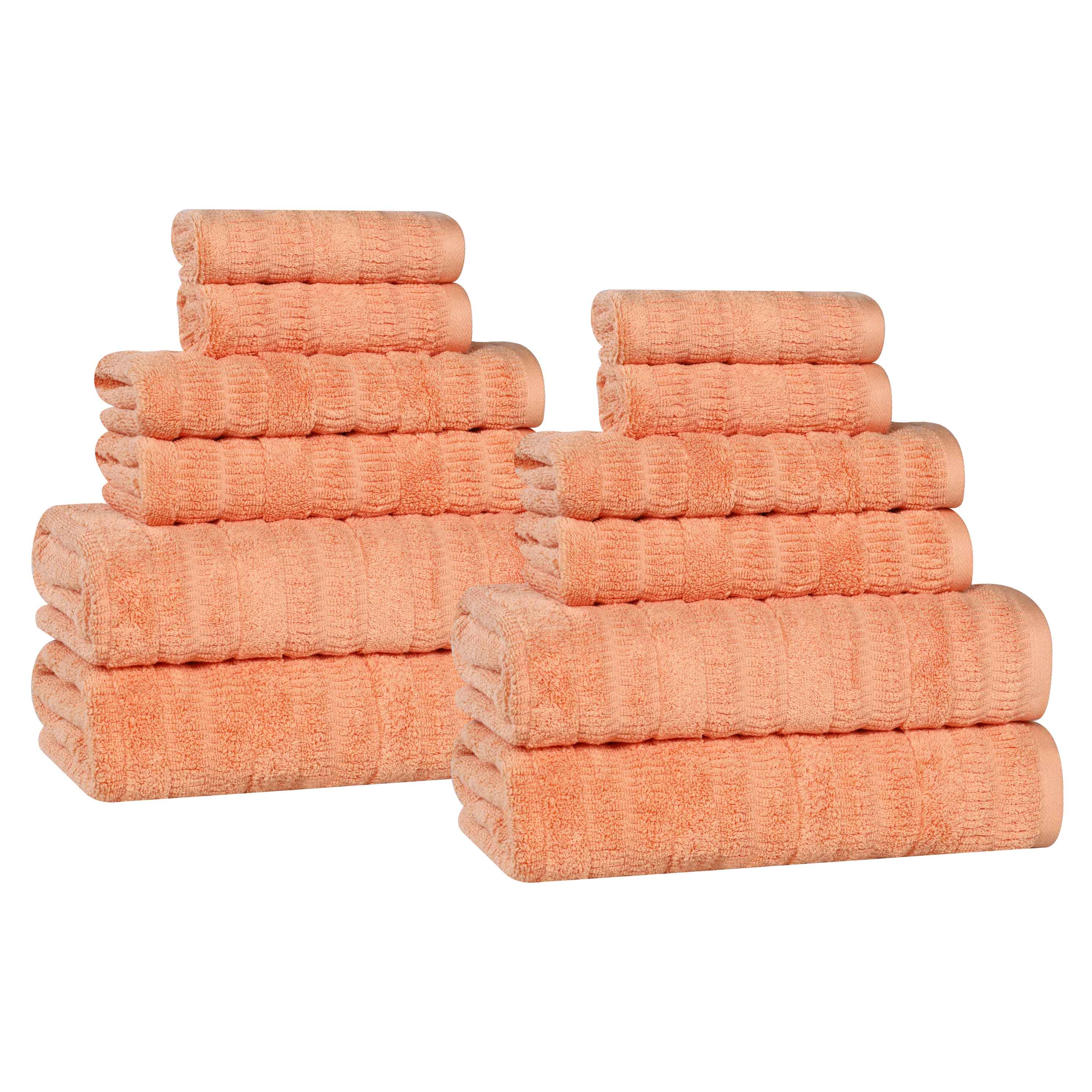 Mika Smart Twist Cotton Solid Vertical Ribbed 12 Piece Towel Set - Blue Nile Mills