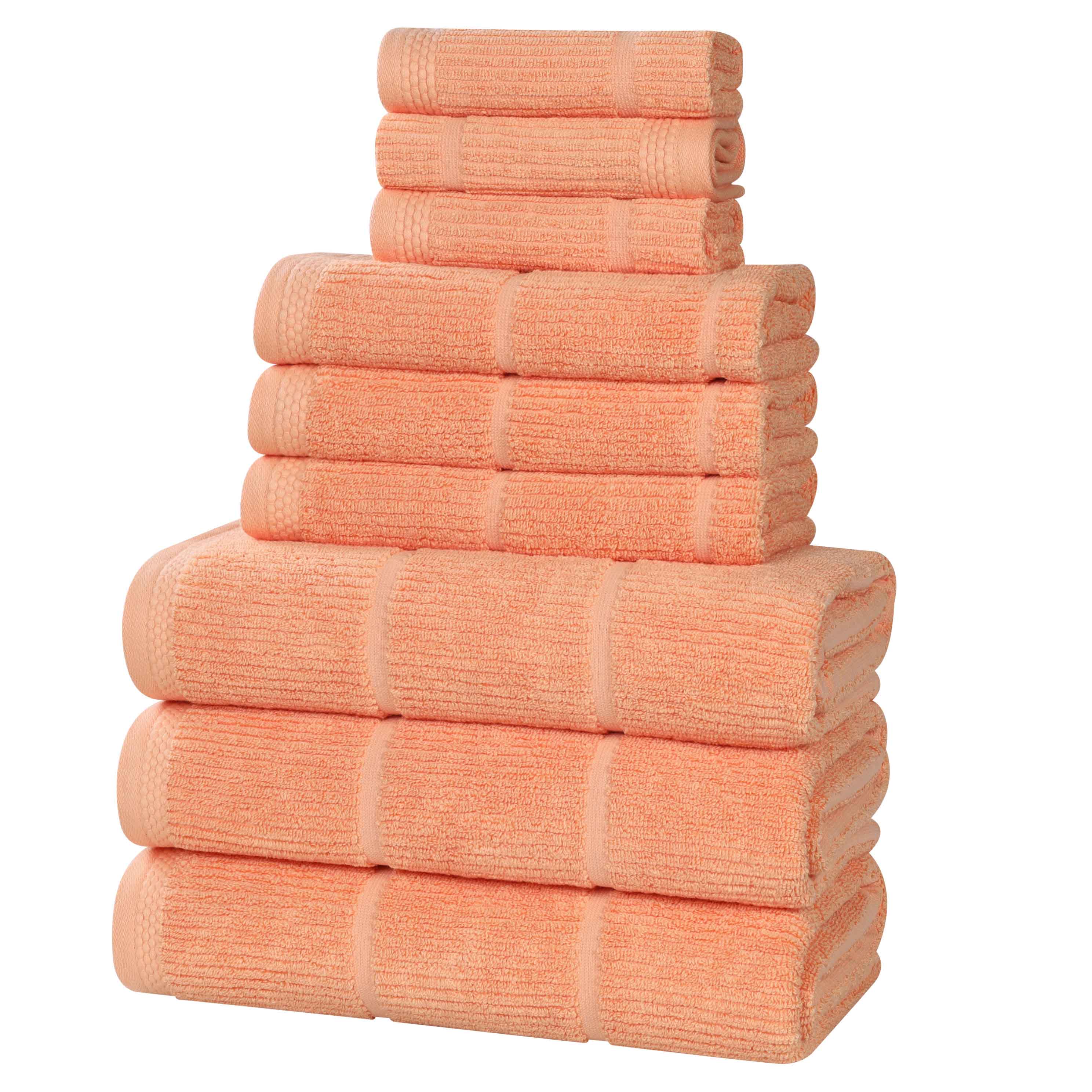 Milo Smart Twist Cotton Solid Ribbed Design 9 Piece Towel Set - Blue Nile Mills