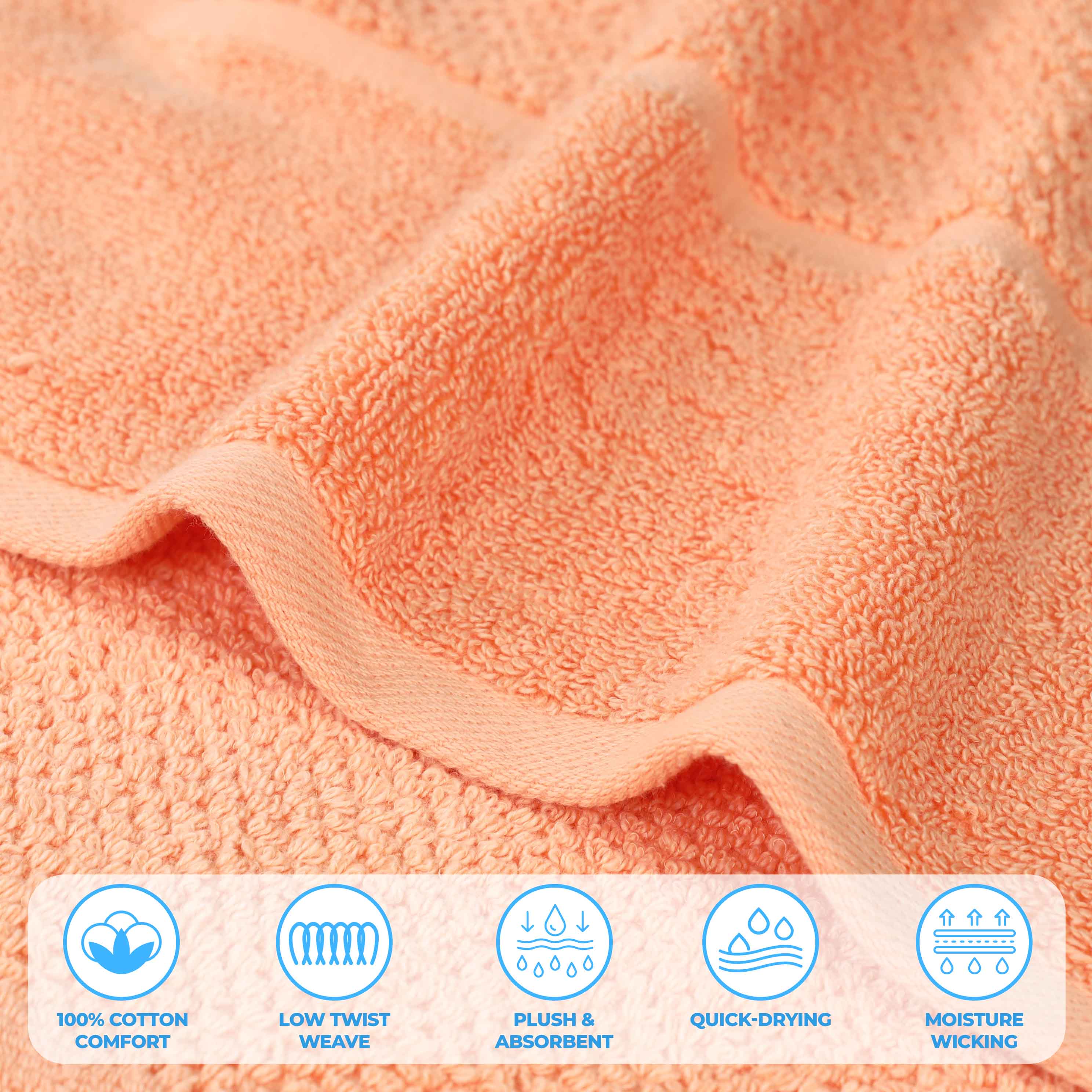 Mile Smart Twist Cotton Solid Hand Towels, Set of 6 - Blue Nile Mills