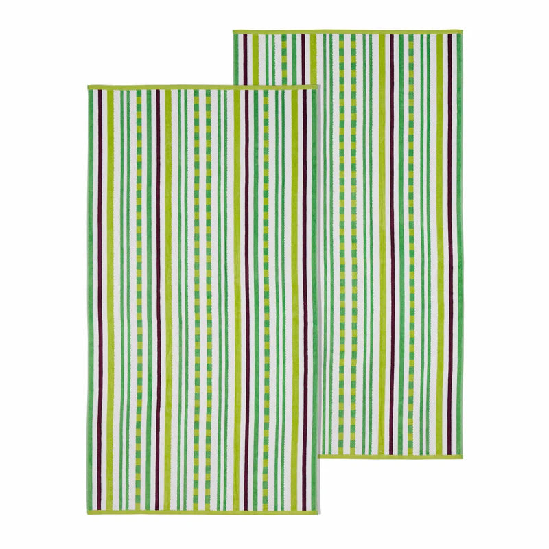 Striped Cotton Oversized 2-Piece Beach Towel Set - Blue Nile Mills