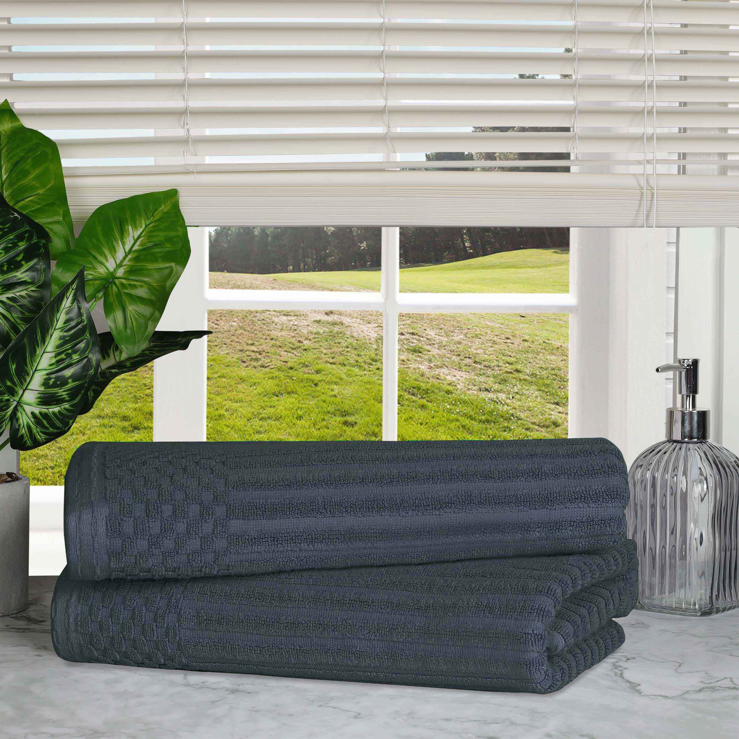 Cotton Ribbed Textured Super Absorbent 2 Piece Bath Towel Set - Blue Nile Mills