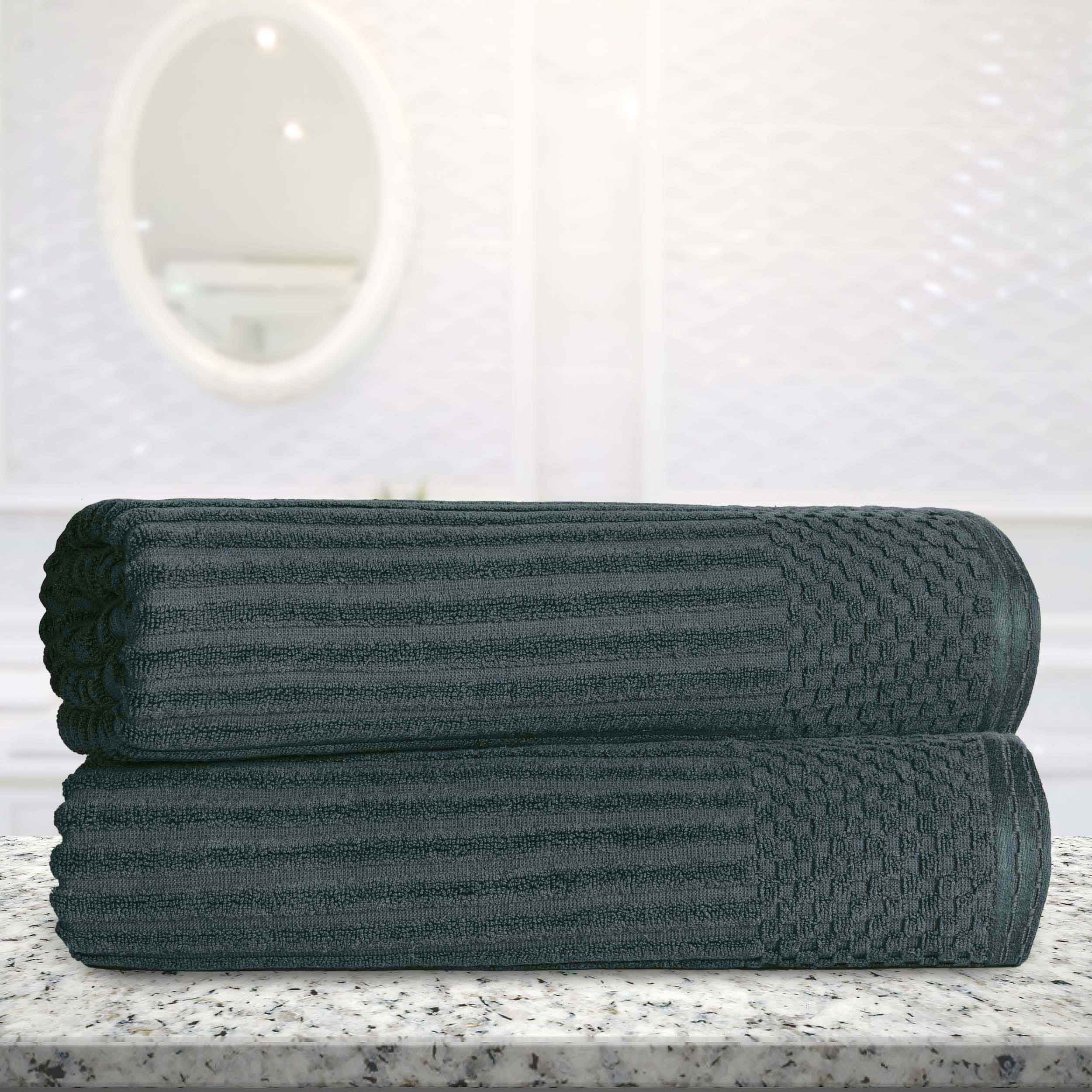 Cotton Ribbed Textured Super Absorbent 2 Piece Bath Sheet Towel Set - Blue Nile Mills