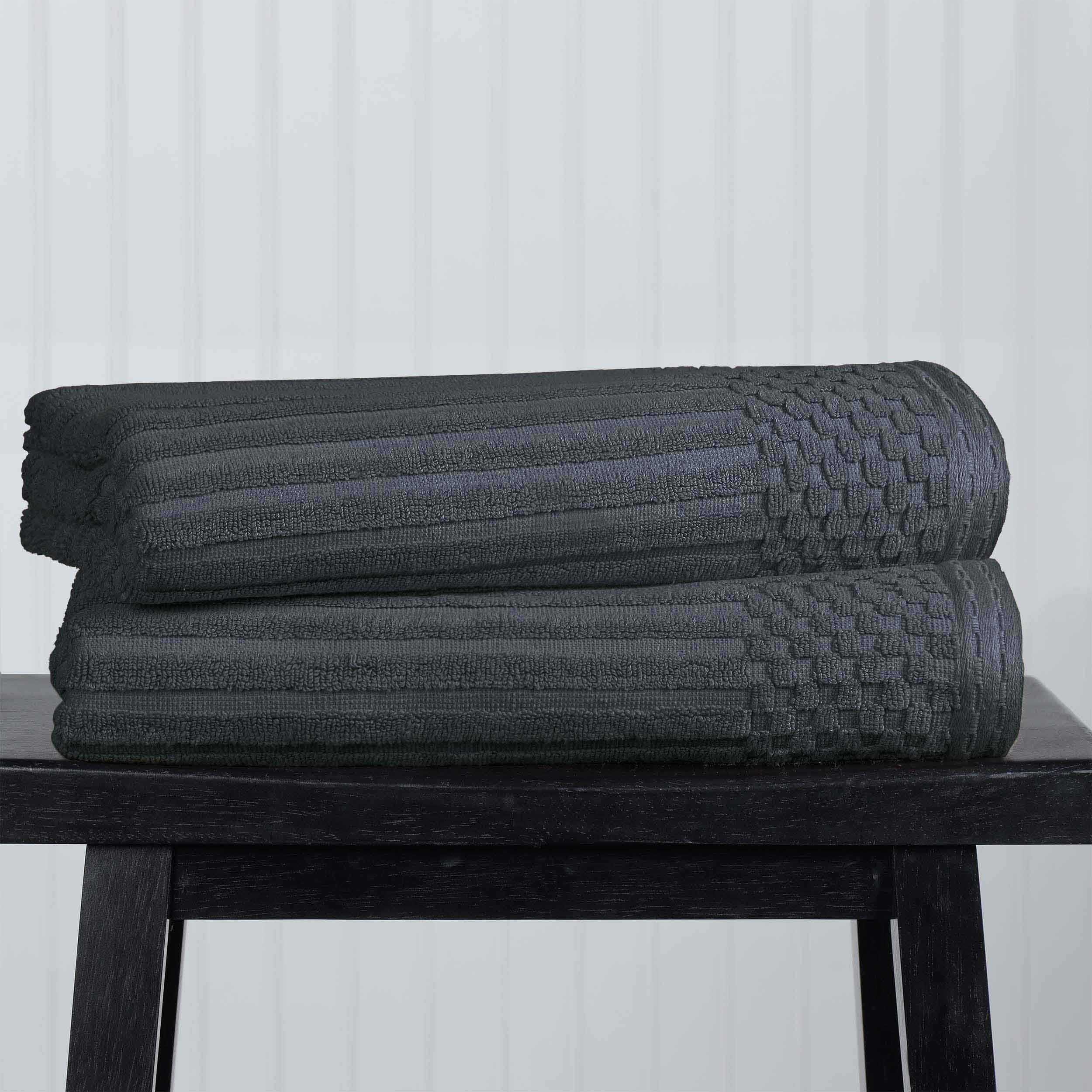 Cotton Ribbed Textured Super Absorbent 2 Piece Bath Towel Set - Blue Nile Mills