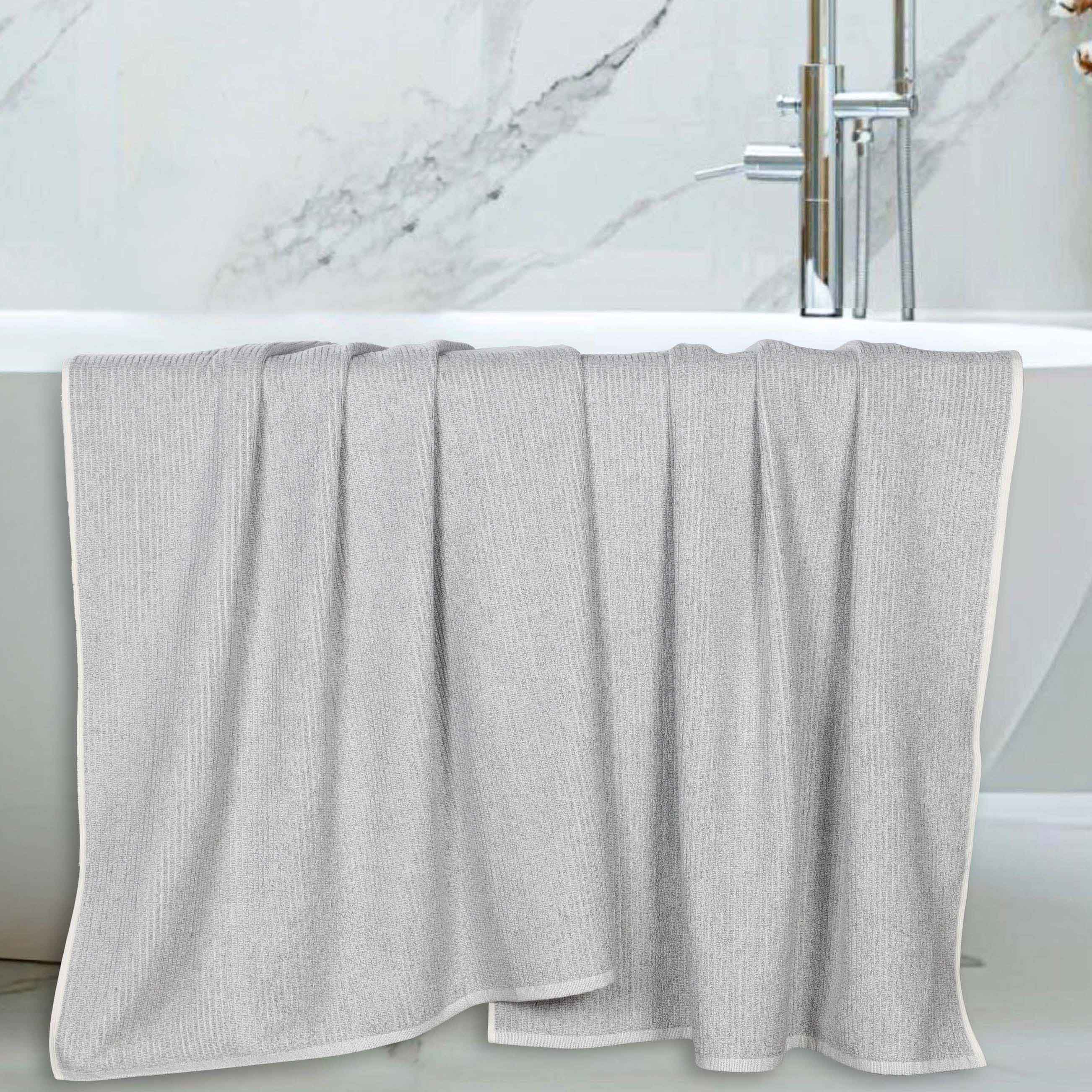 Destin Cotton Blend Solid Ribbed Design Bath Sheets, Set of 2 - Blue Nile Mills