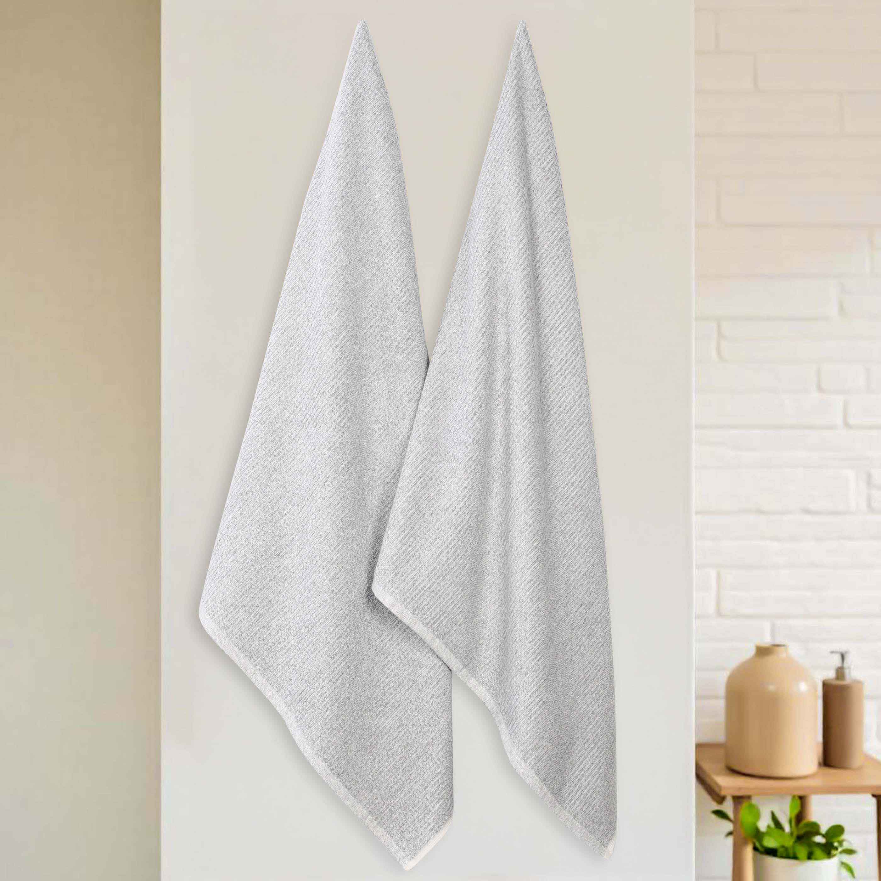 Destin Cotton Blend Solid Ribbed Design Bath Sheets, Set of 2 - Blue Nile Mills