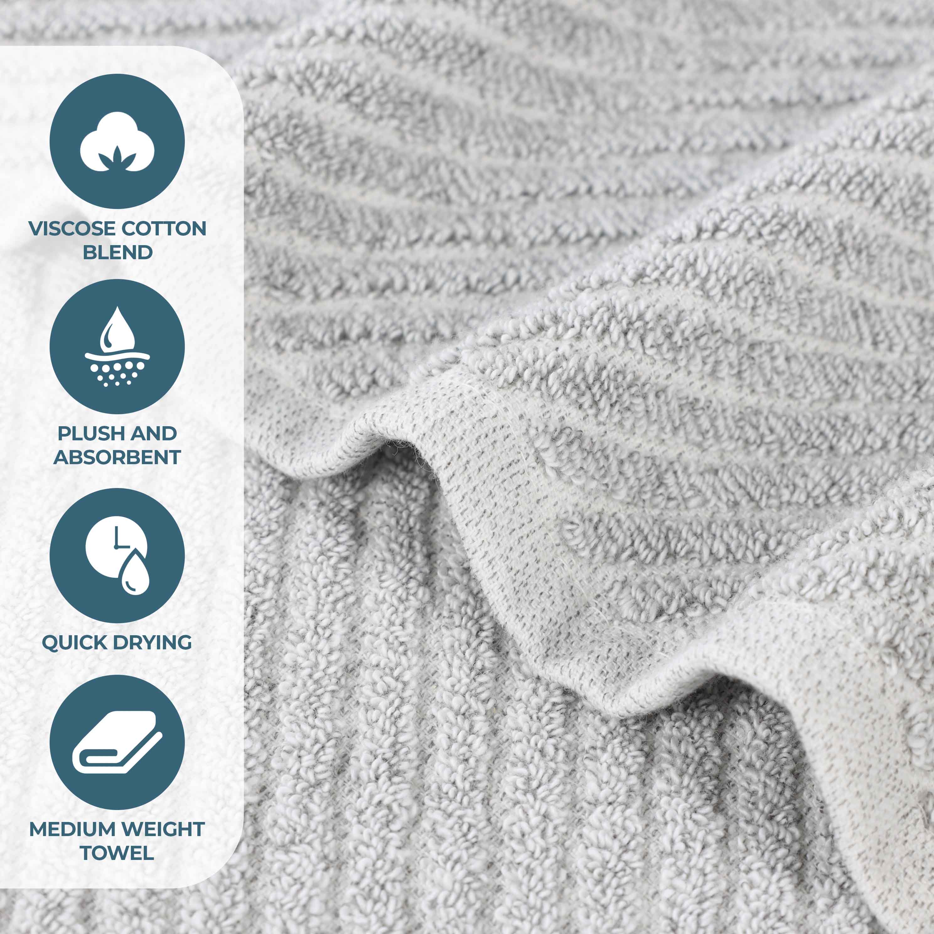 Amelia Cotton Blend Medium Weight Diagonal Stripes 8 Piece Towel Set - Blue Nile Mills