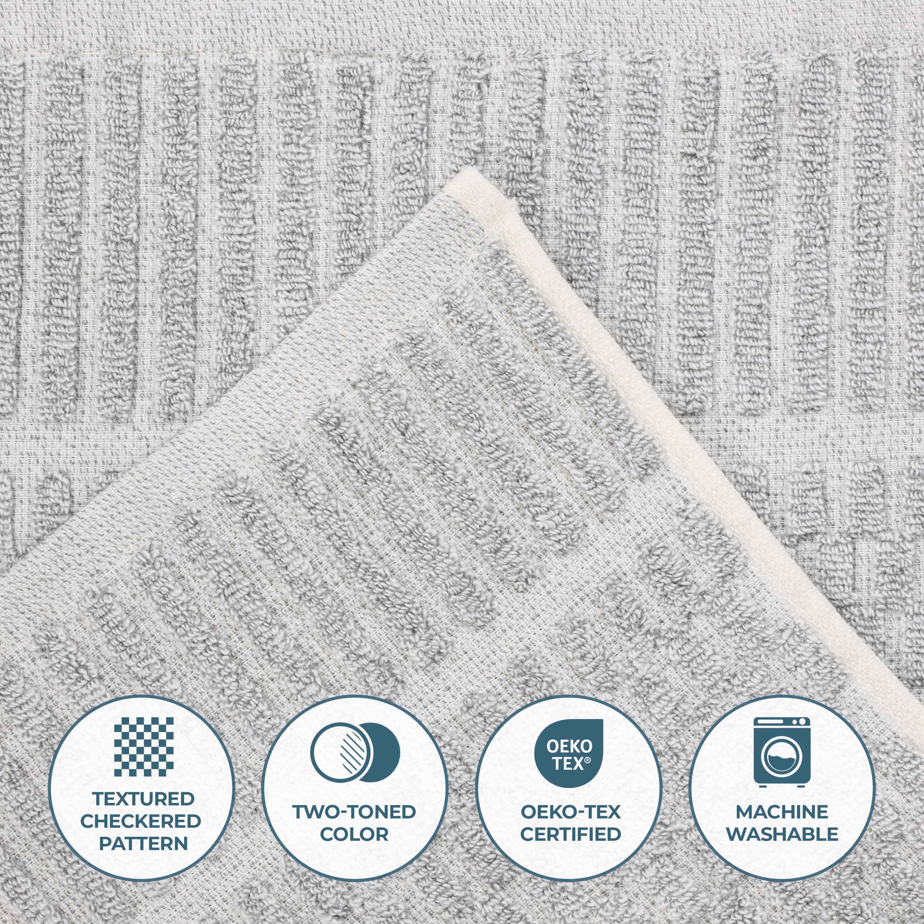 Juno Cotton Blend Medium Weight Checkered Border 3 Piece Towel Set - Blue Nile Mills