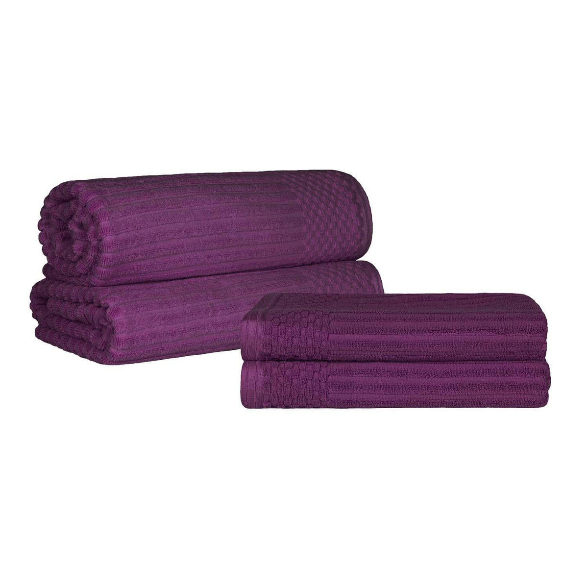 Soho Ribbed Textured Cotton Absorbent Bath Sheet & Bath Towel Set - Blue Nile Mills