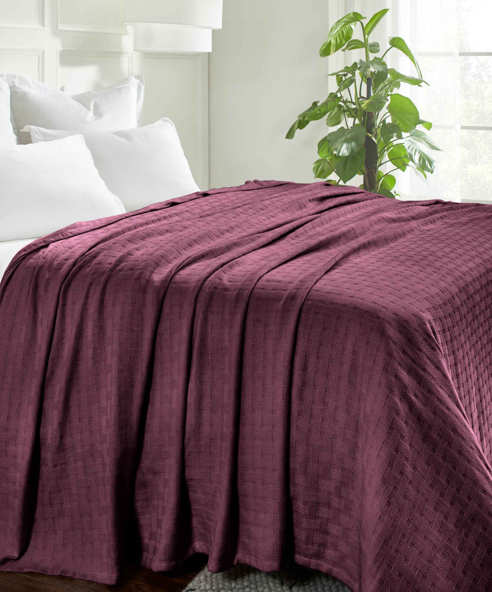Basketweave All Season Cotton Bed Blanket - Blue Nile Mills