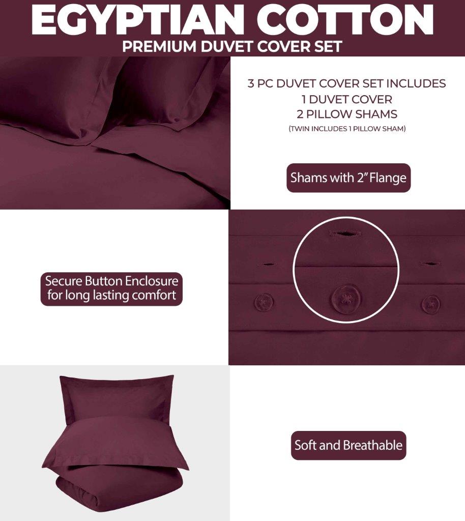 Egyptian Cotton 400 Thread Count Solid Duvet Cover Set - Blue Nile Mills