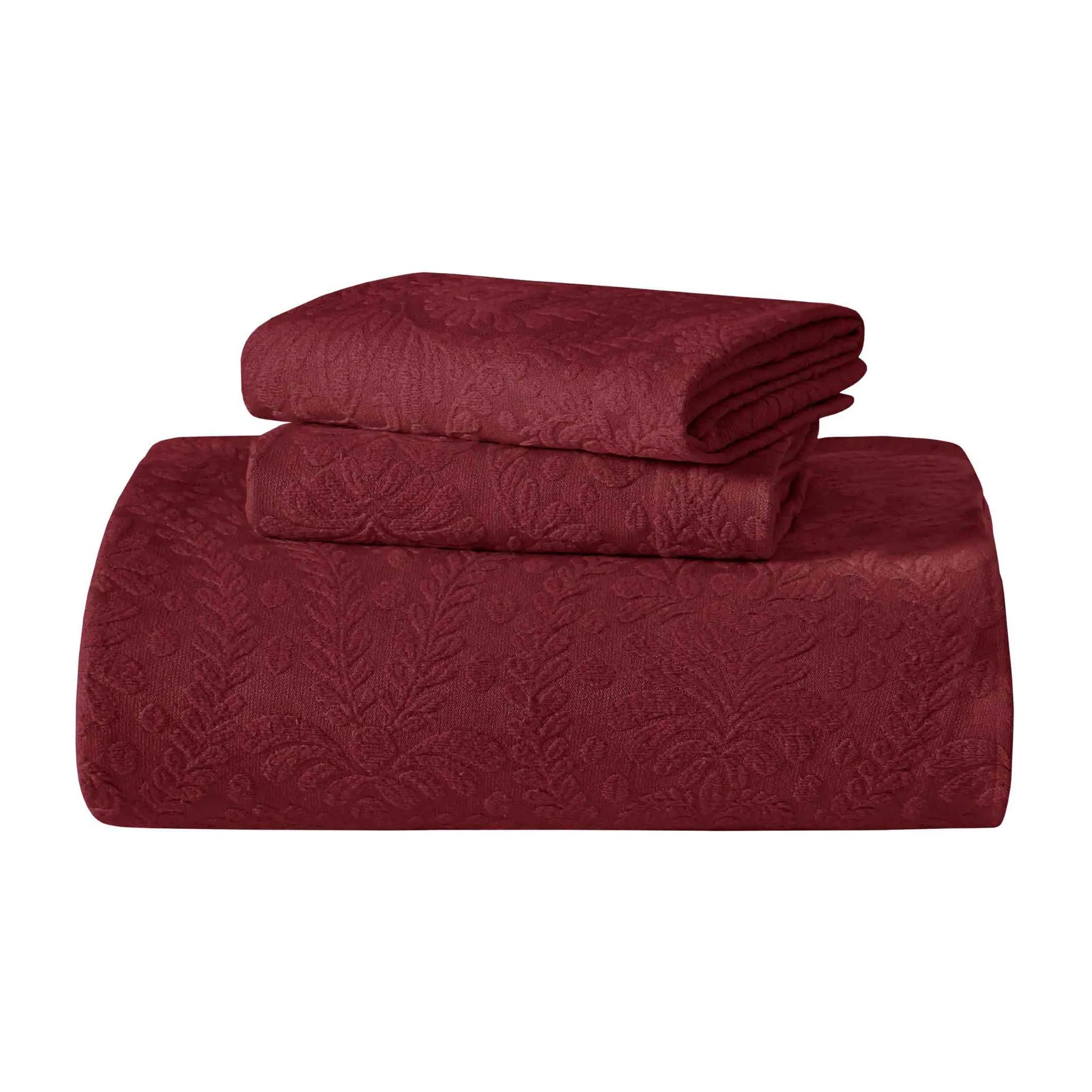 Aspen Cotton Blend Jacquard Woven Floral Scalloped Edges Bedspread Set