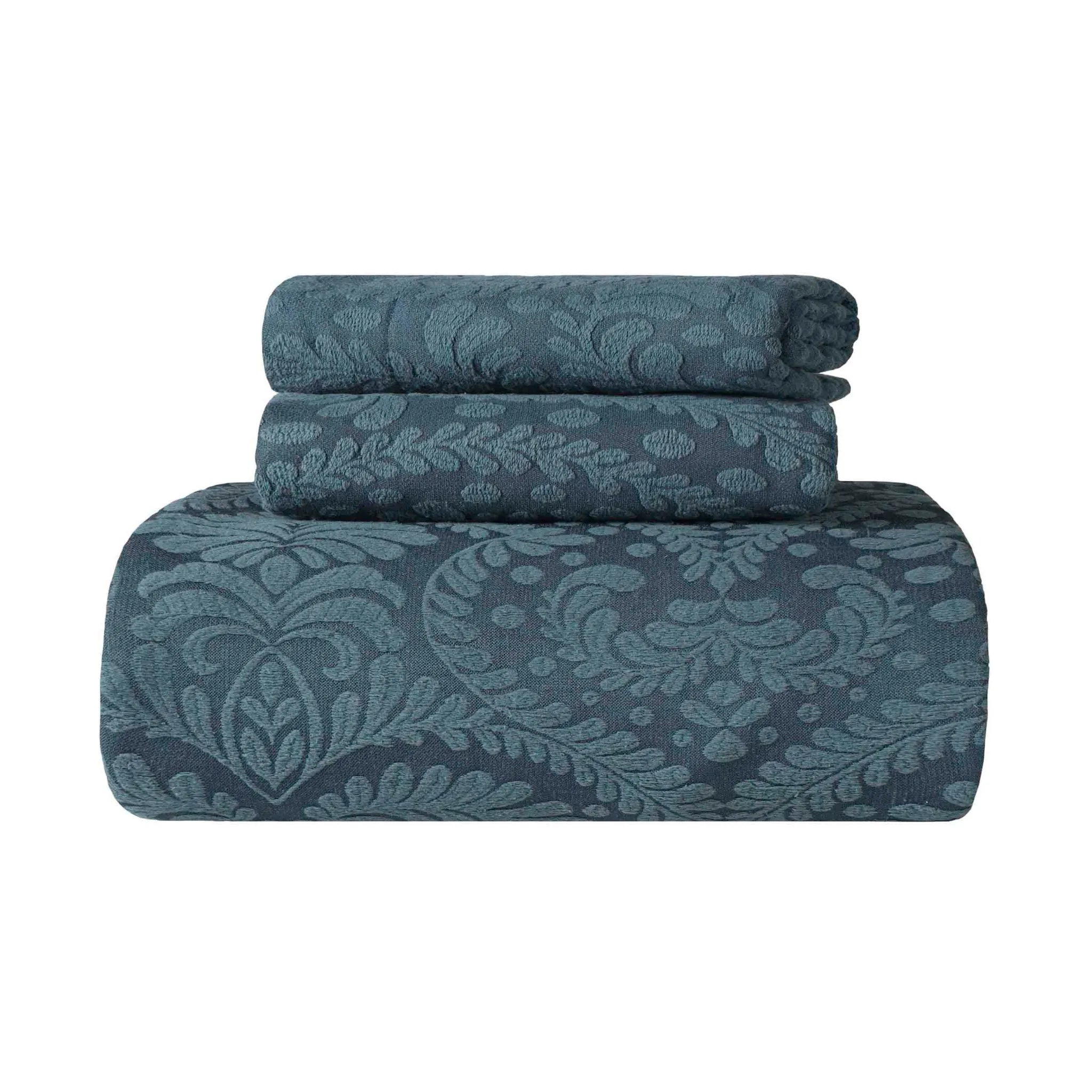 Aspen Cotton Blend Jacquard Woven Floral Scalloped Edges Bedspread Set